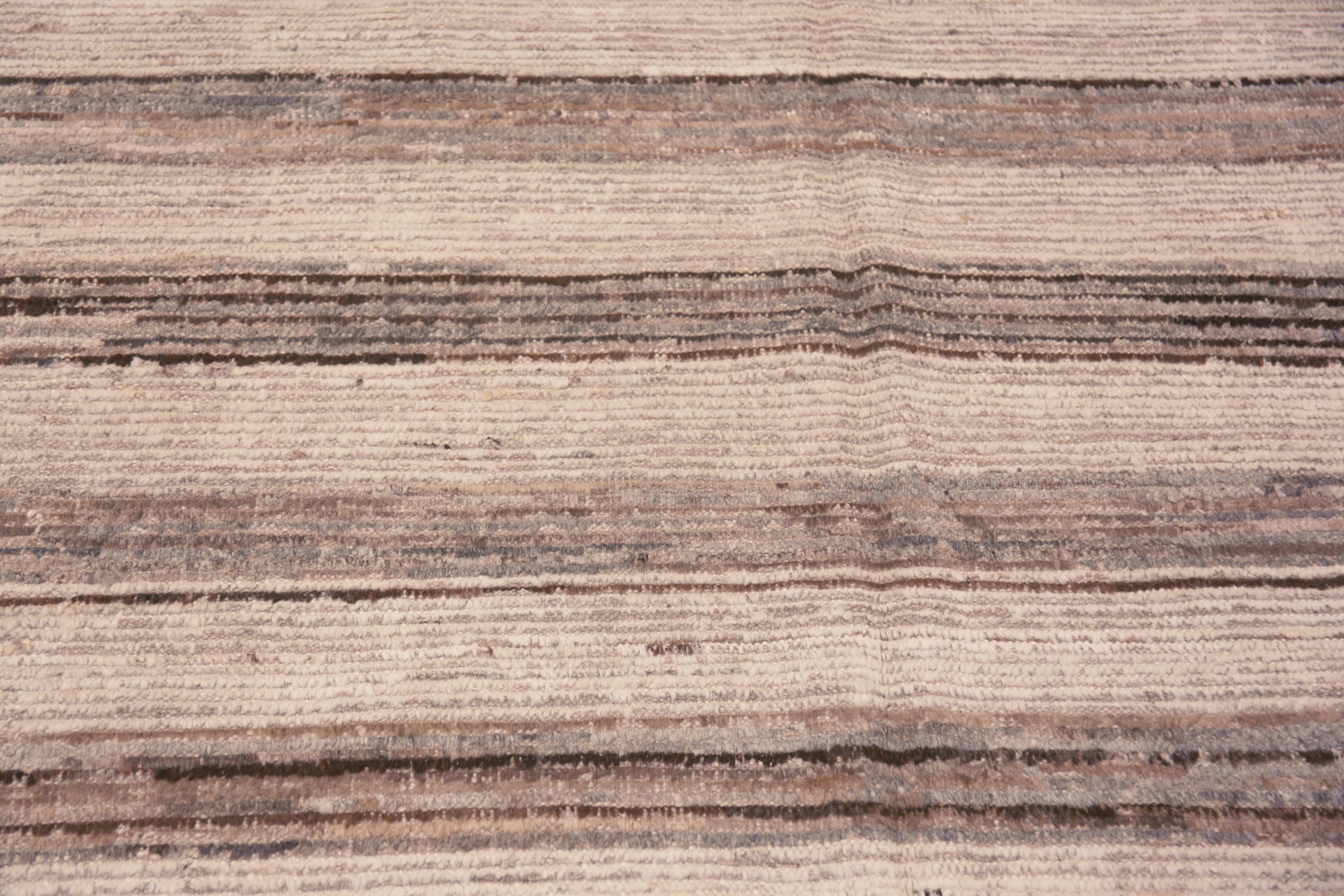 Annodato a mano Collection'S Neutral Modern Plush Wool Pile Area Rug 7'2