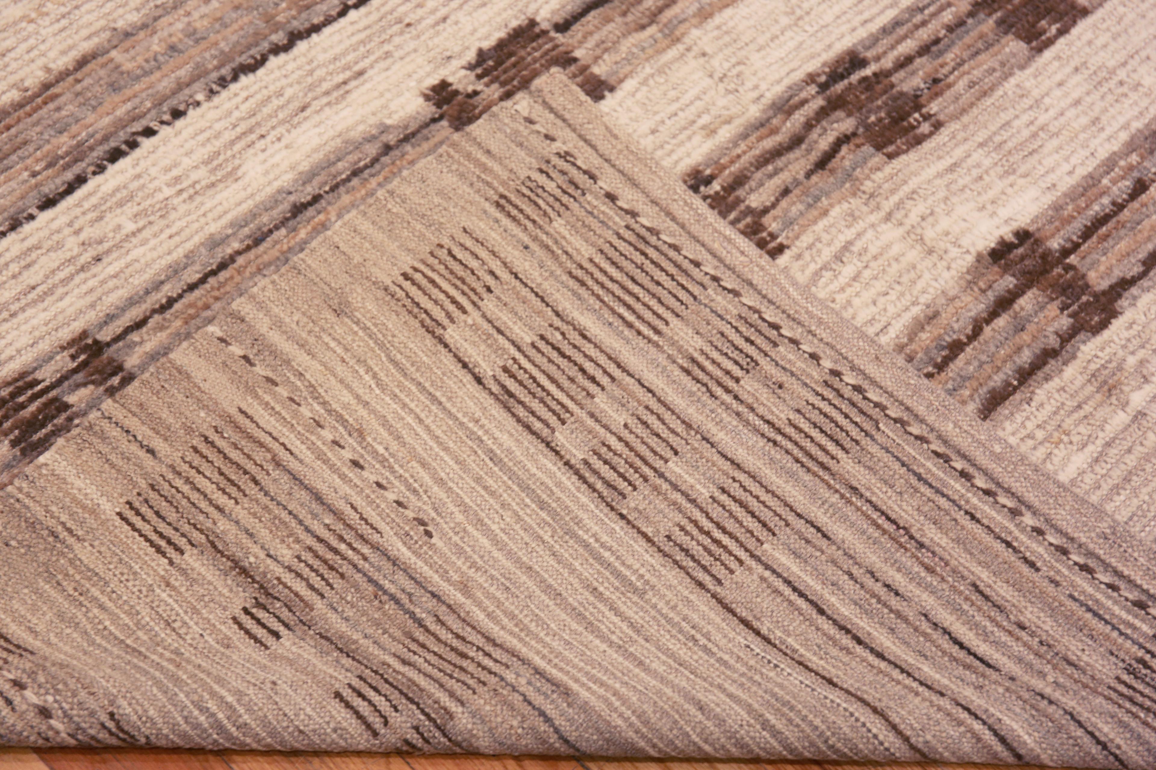 XXI secolo e contemporaneo Collection'S Neutral Modern Plush Wool Pile Area Rug 7'2