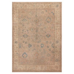 Nazmiyal Collection Neutral Modern Turkish Oushak Design Area Rug 9'9" x 13'11"