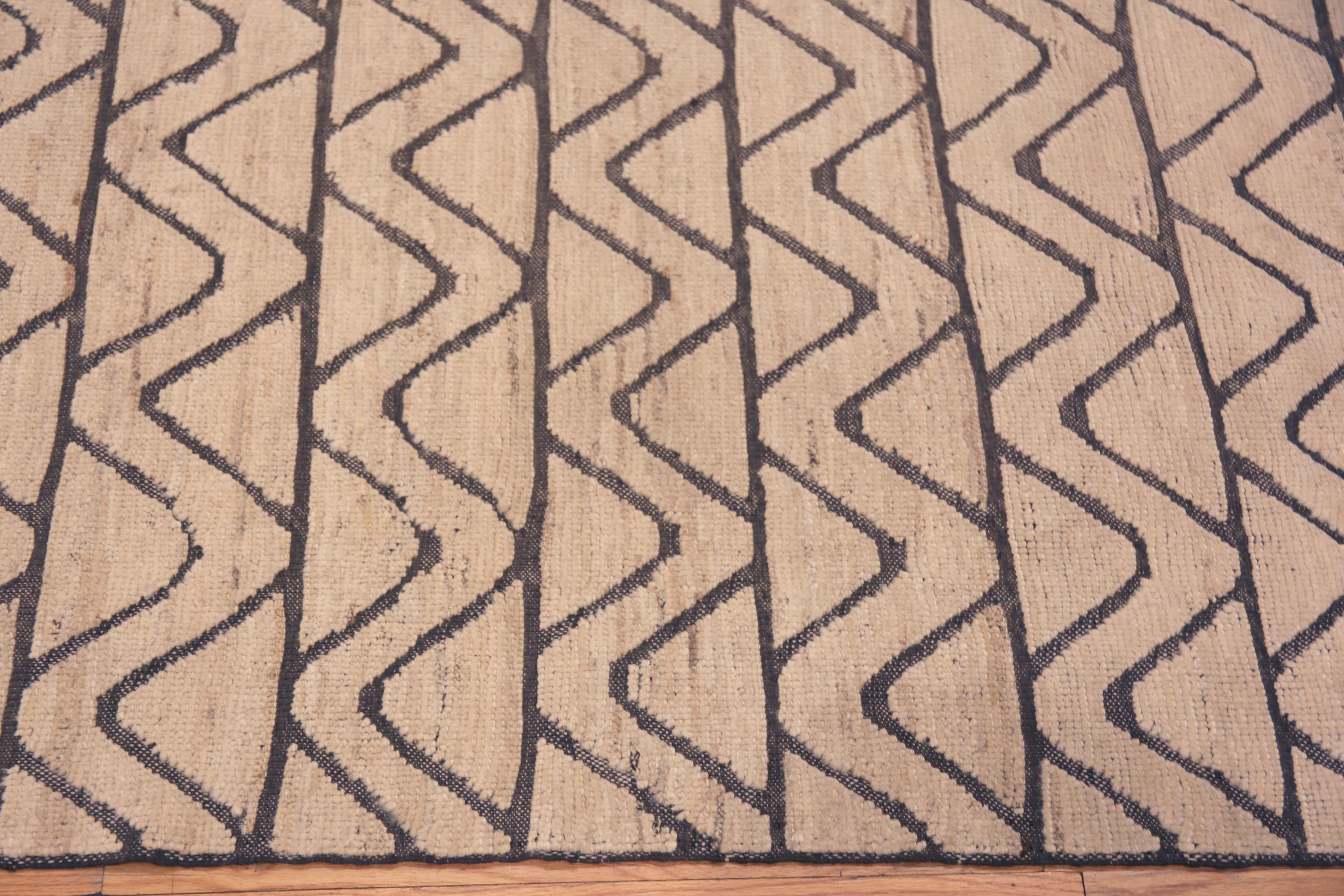 Central Asian Nazmiyal Collection Neutral Tribal Geometric Modern Hallway Runner Rug 3' x 9'8