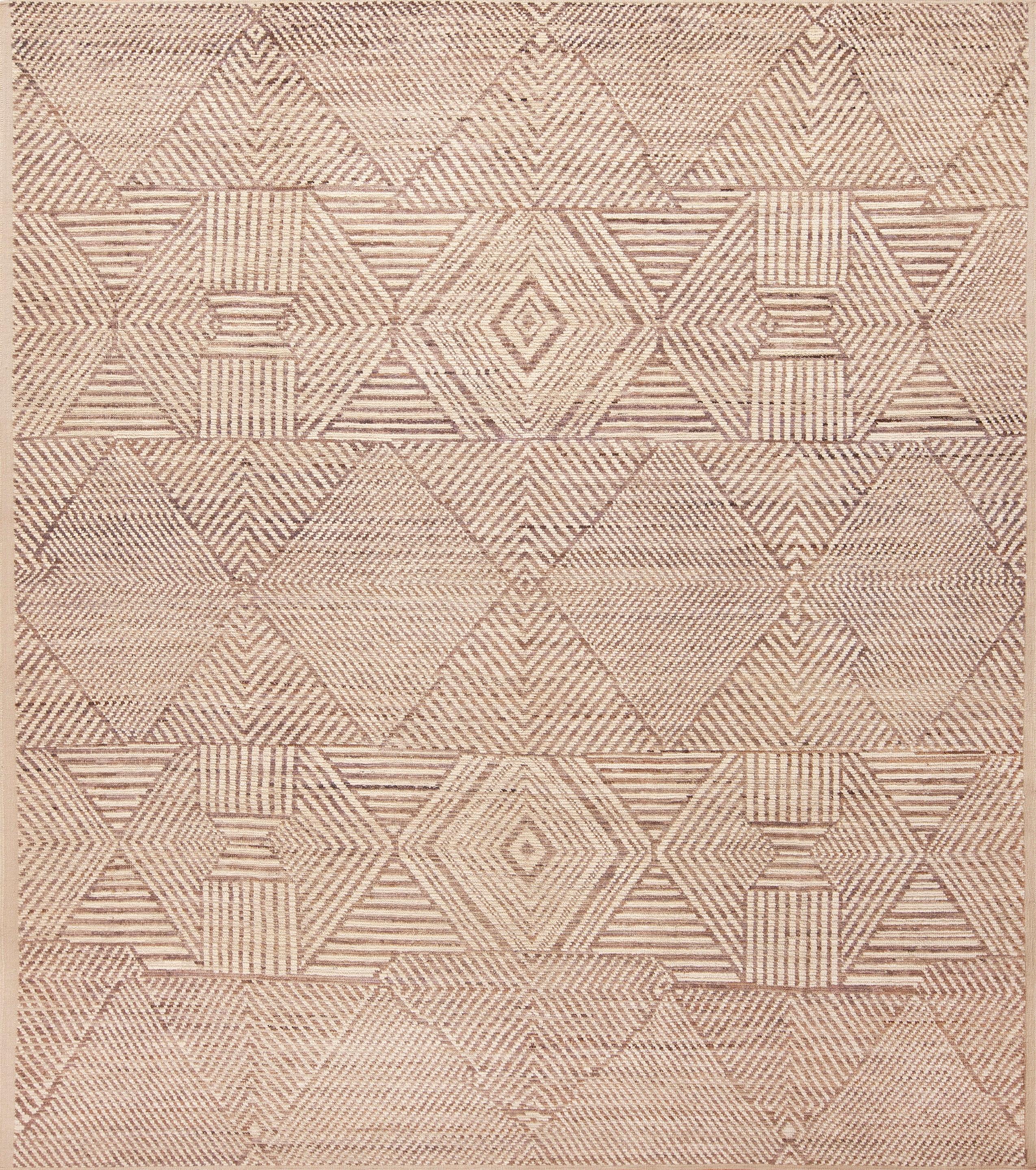 Tribal Nazmiyal Collection North African Inspired Modern Geometric Neutral Rug 9' x 10' For Sale
