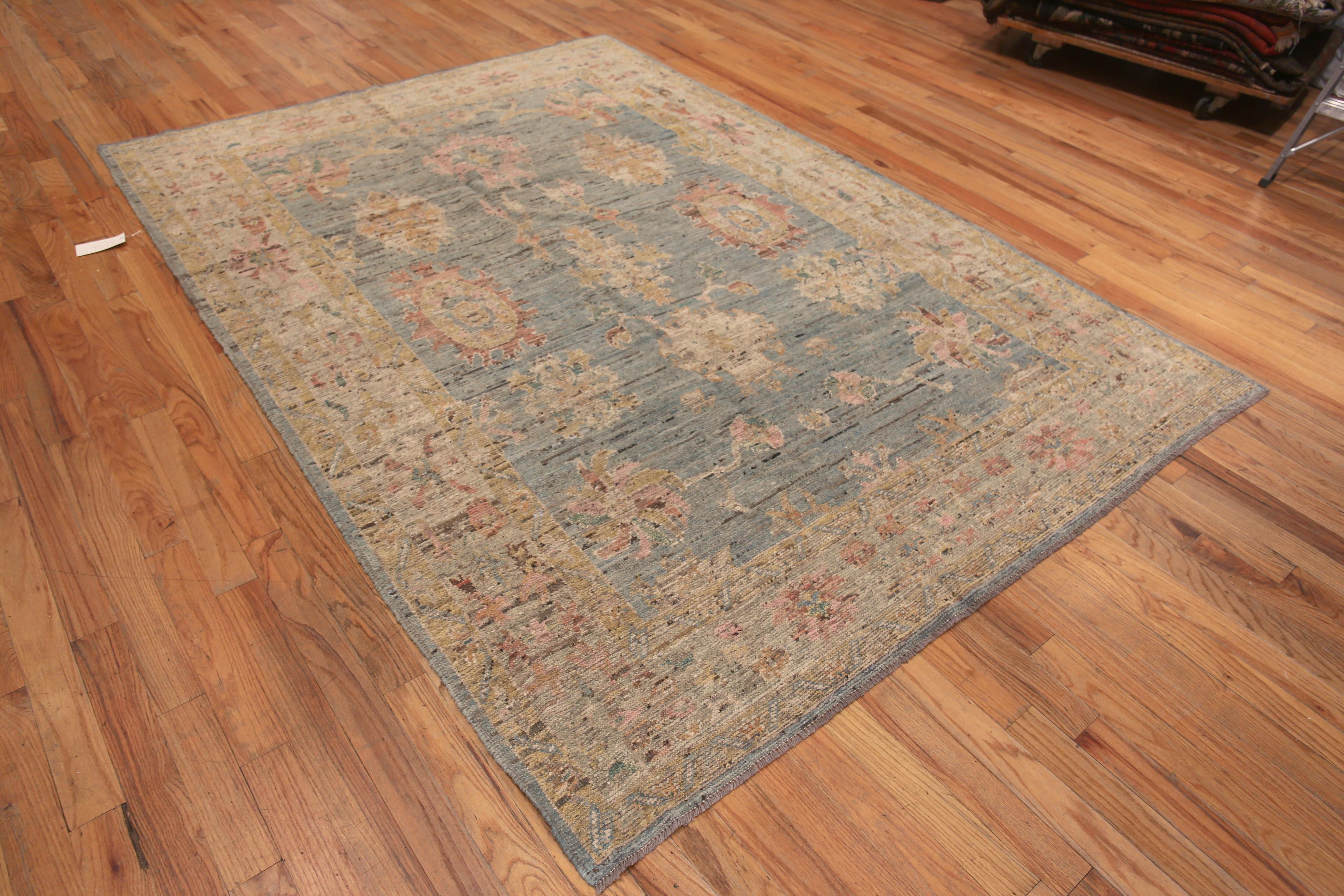 Magnificent Old World Large Scale Allover Design Light Blue Background Turkish Oushak Design Modern Room Size Rug, Country Of Origin: Central Asia, Circa Date: Modern Rug 