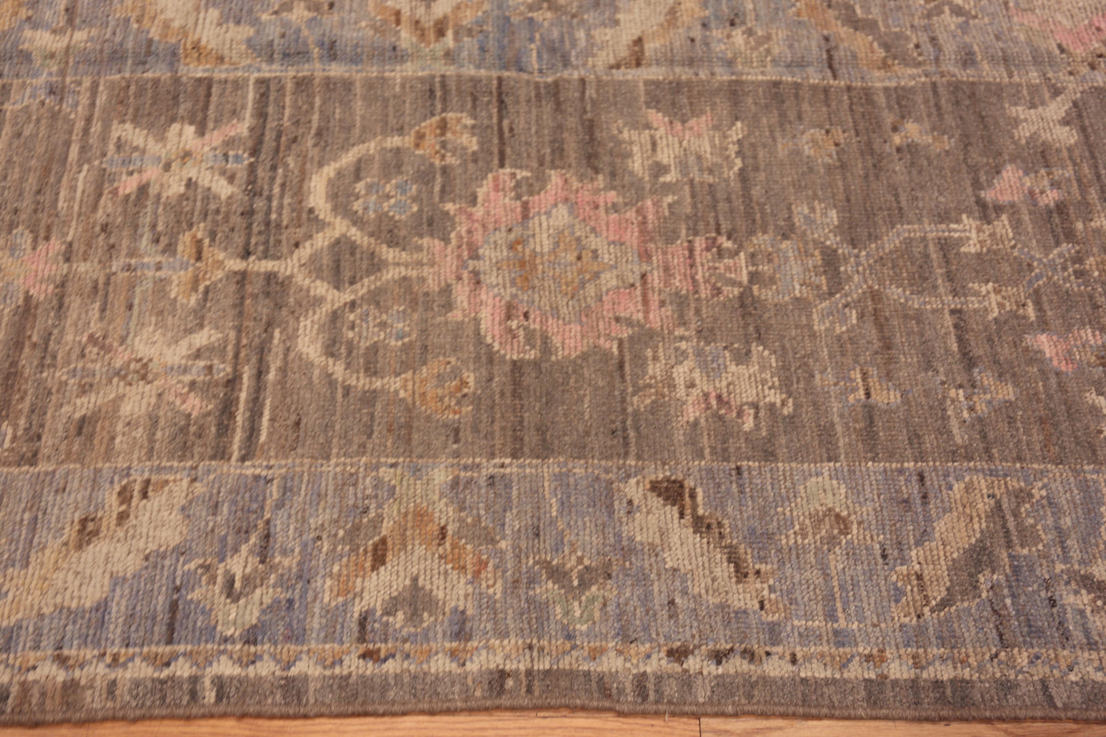 Central Asian Nazmiyal Collection Oushak Design Floral Design Modern Hallway Rug 3'9