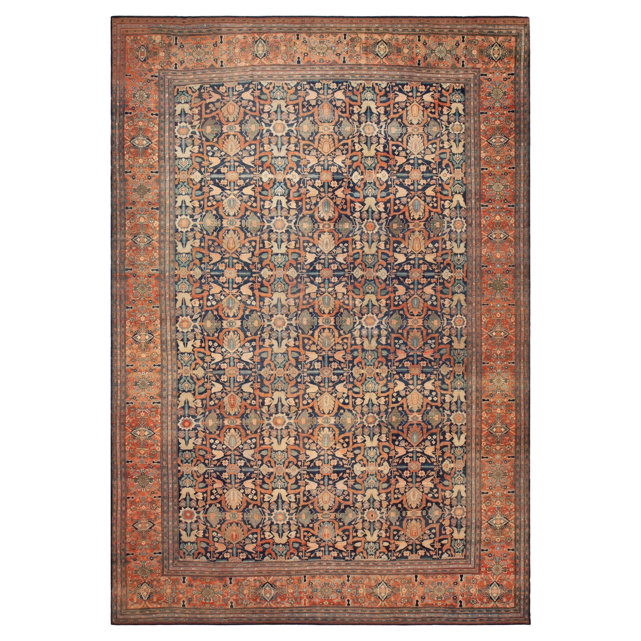 Nazmiyal Collection Tappeto antico persiano oversize Sarouk Farahan 14ft x 20ft 2in