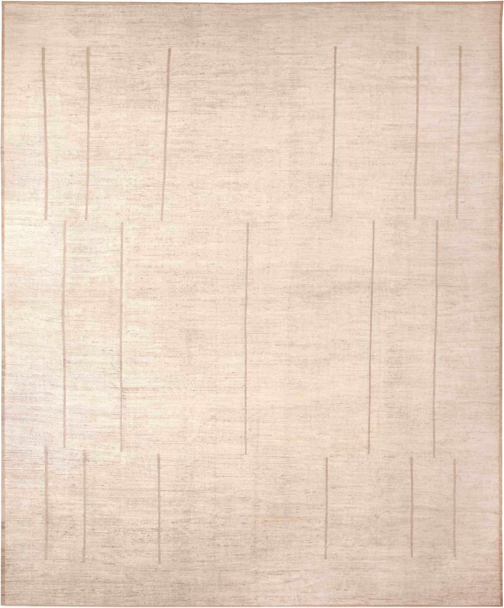 Hand-Knotted Nazmiyal Collection Oversized Neutral Ivory Modern Decorative Rug 17'8