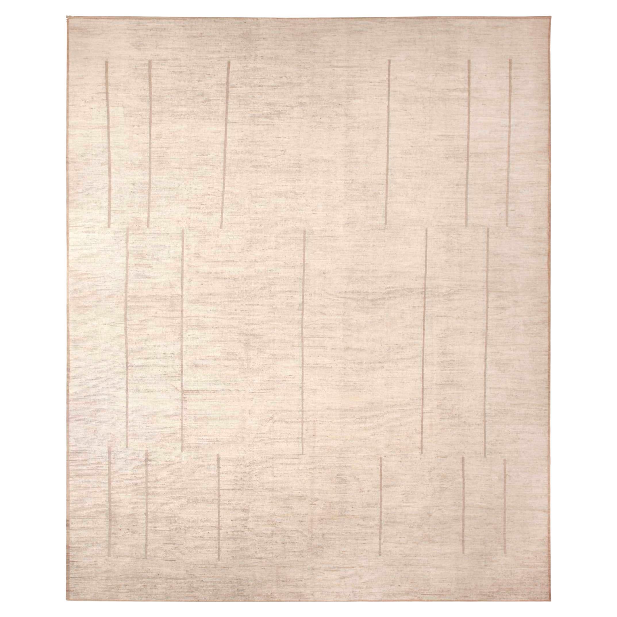 Nazmiyal Collection Oversized Neutral Ivory Modern Decorative Rug 17'8" x 21'1" For Sale