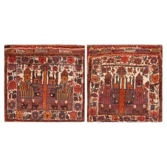 Nazmiyal Collection Coppia di Borse Tribali Afshar Pittoriche 2 ft x 2 ft