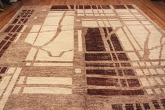 Nazmiyal Collection Primitive Design Central Asian Rug. 13 ft 3 in x 17 ft 10 in