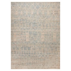 Tapis décoratif moderne à motifs primitifs bleu Nazmiyal Collection 10'4" x 13'11"