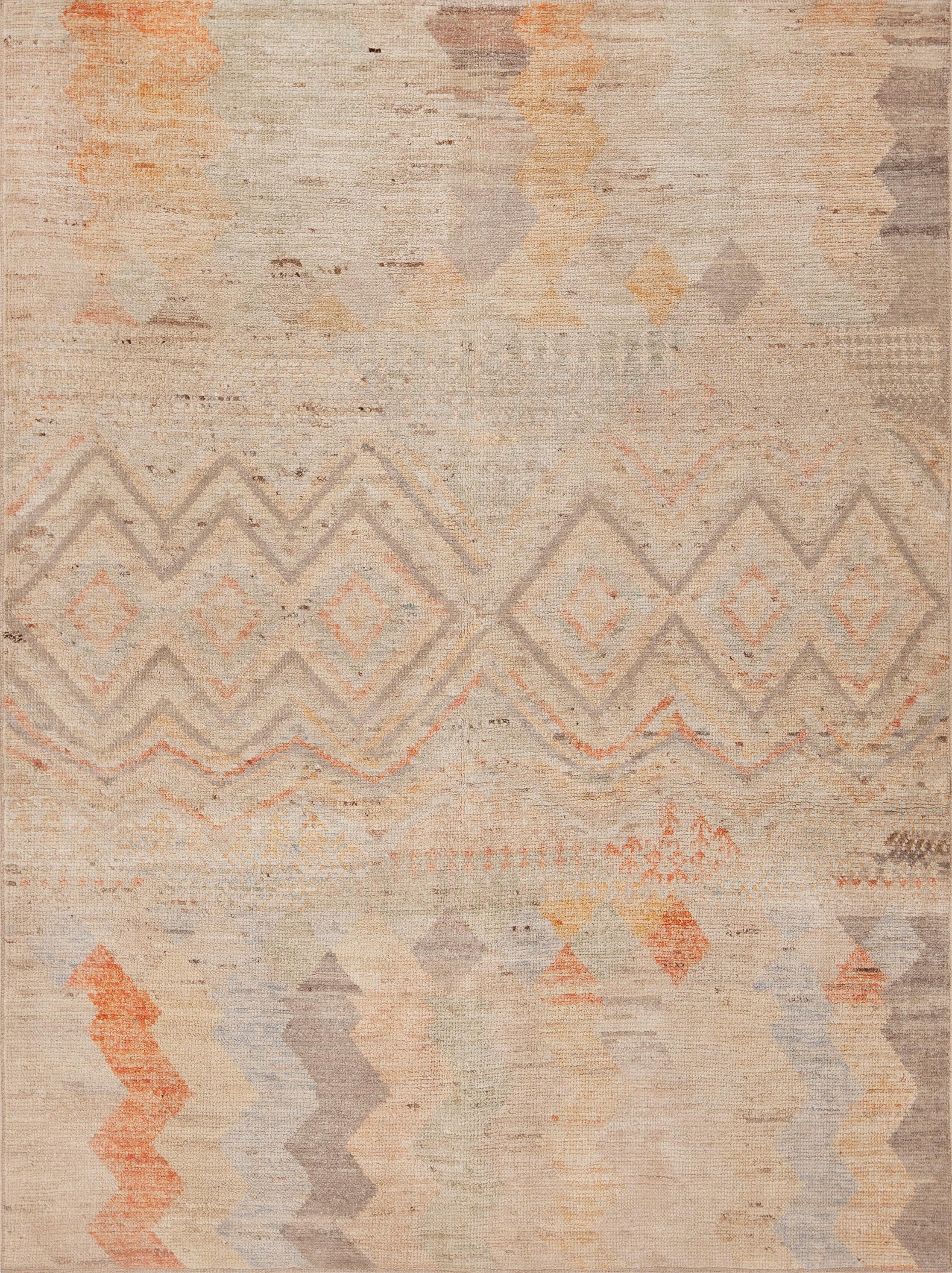 Hand-Knotted Nazmiyal Collection Primitive Nomadic Modern Area Rug 4'11