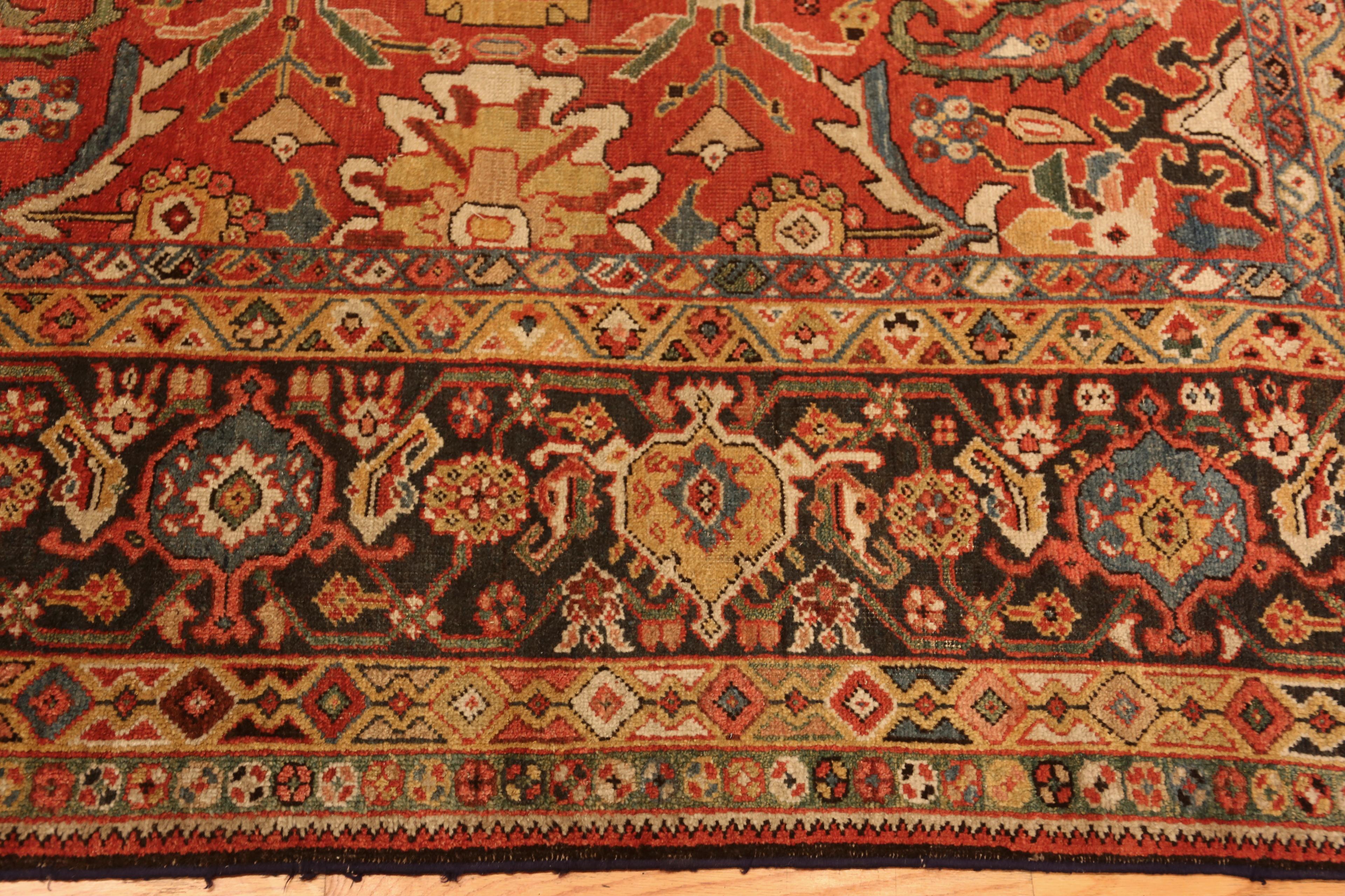 Hand-Knotted Red Antique Persian Sultanabad Rug. 10 ft x 14 ft For Sale