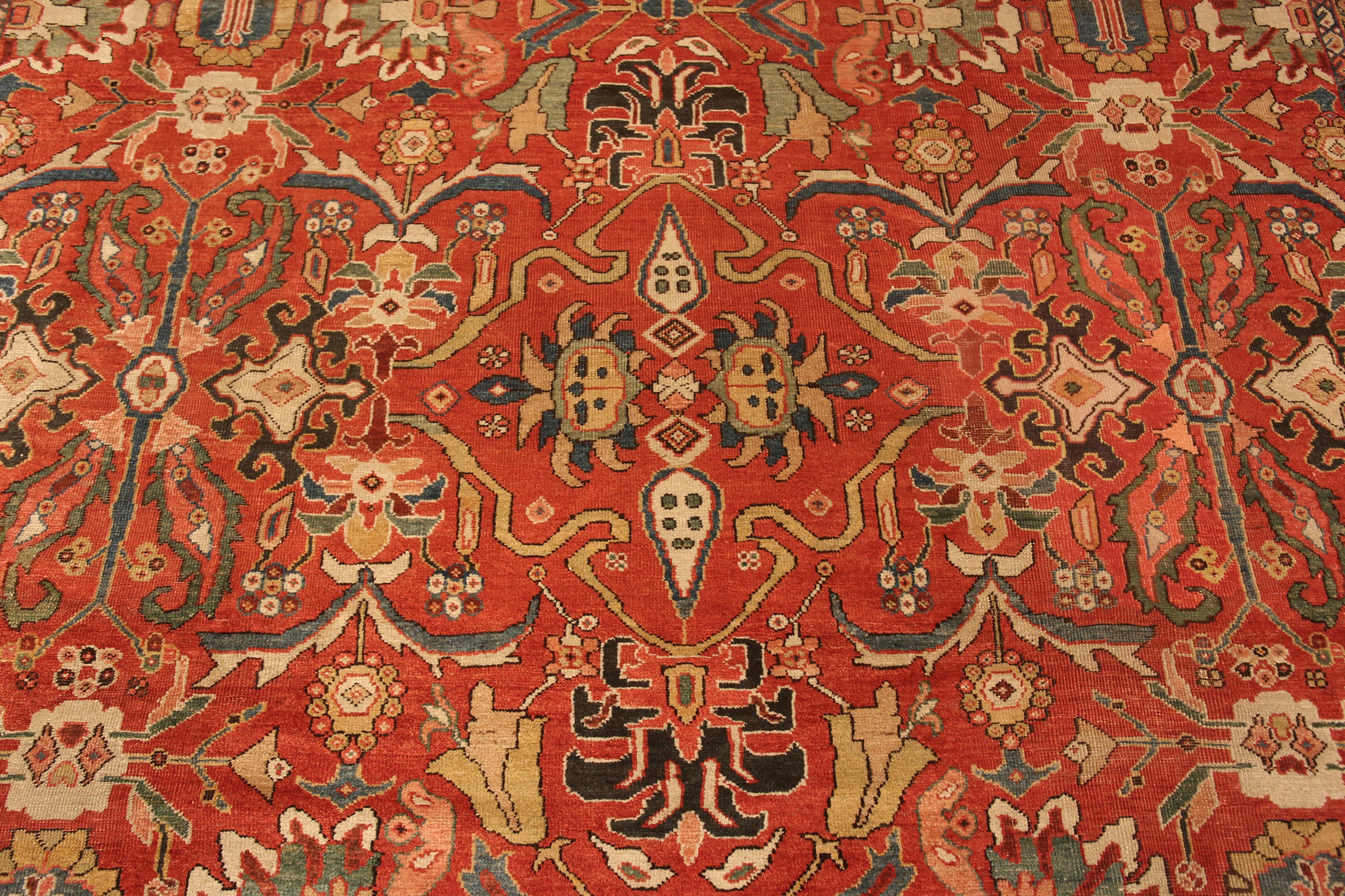 Wool Red Antique Persian Sultanabad Rug. 10 ft x 14 ft For Sale