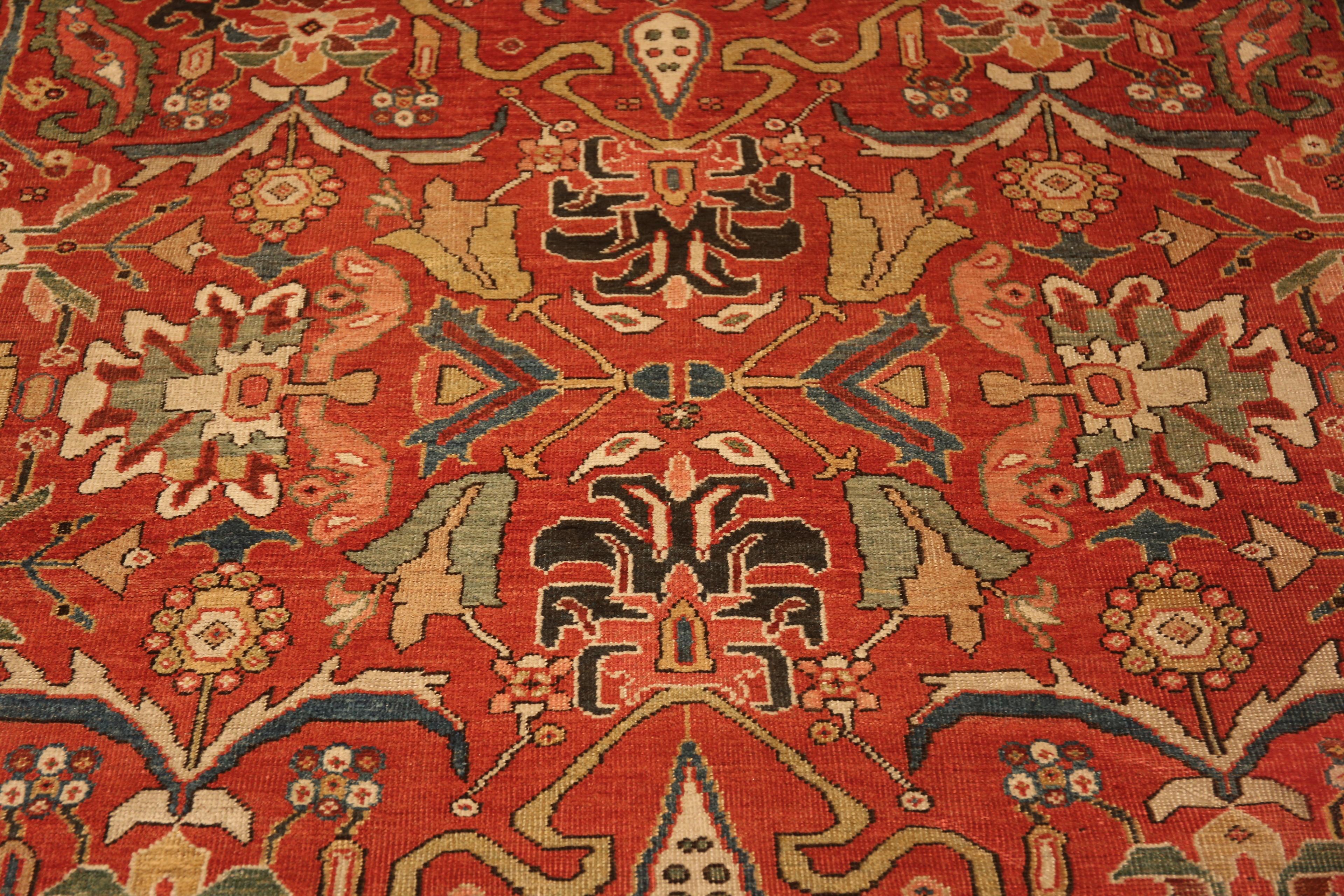 Red Antique Persian Sultanabad Rug. 10 ft x 14 ft For Sale 1