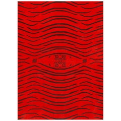 Collection'S Rosso e Nero Tappeto Artistico Moderno Design/One 5'1" x 7'2"