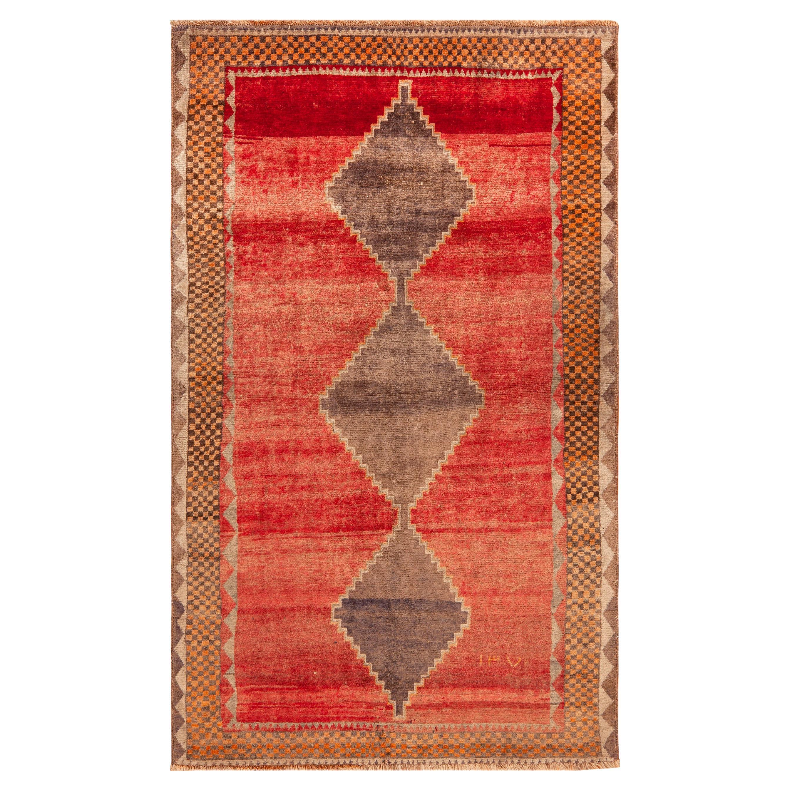 Nazmiyal Collection Rot Rust Vintage Persisch Gabbeh Teppich 4 ft 9 in x 8 ft