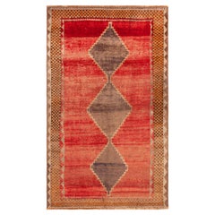 Nazmiyal Collection Red Rust Vintage Persian Gabbeh Rug 4 ft 9 in x 8 ft