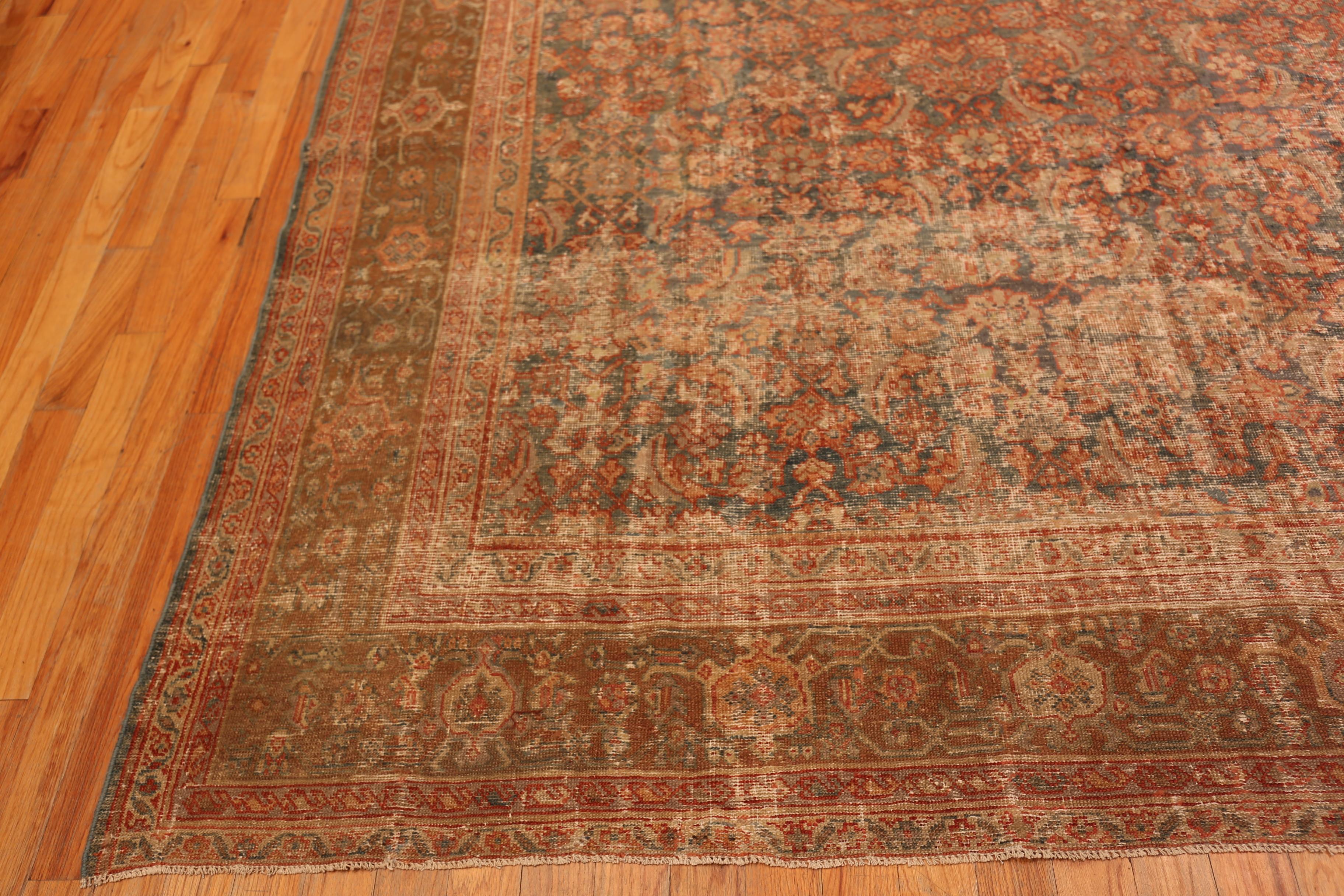 Sultanabad Nazmiyal Collection Rust Floral Antique Persian Mahal Rug 10' 3