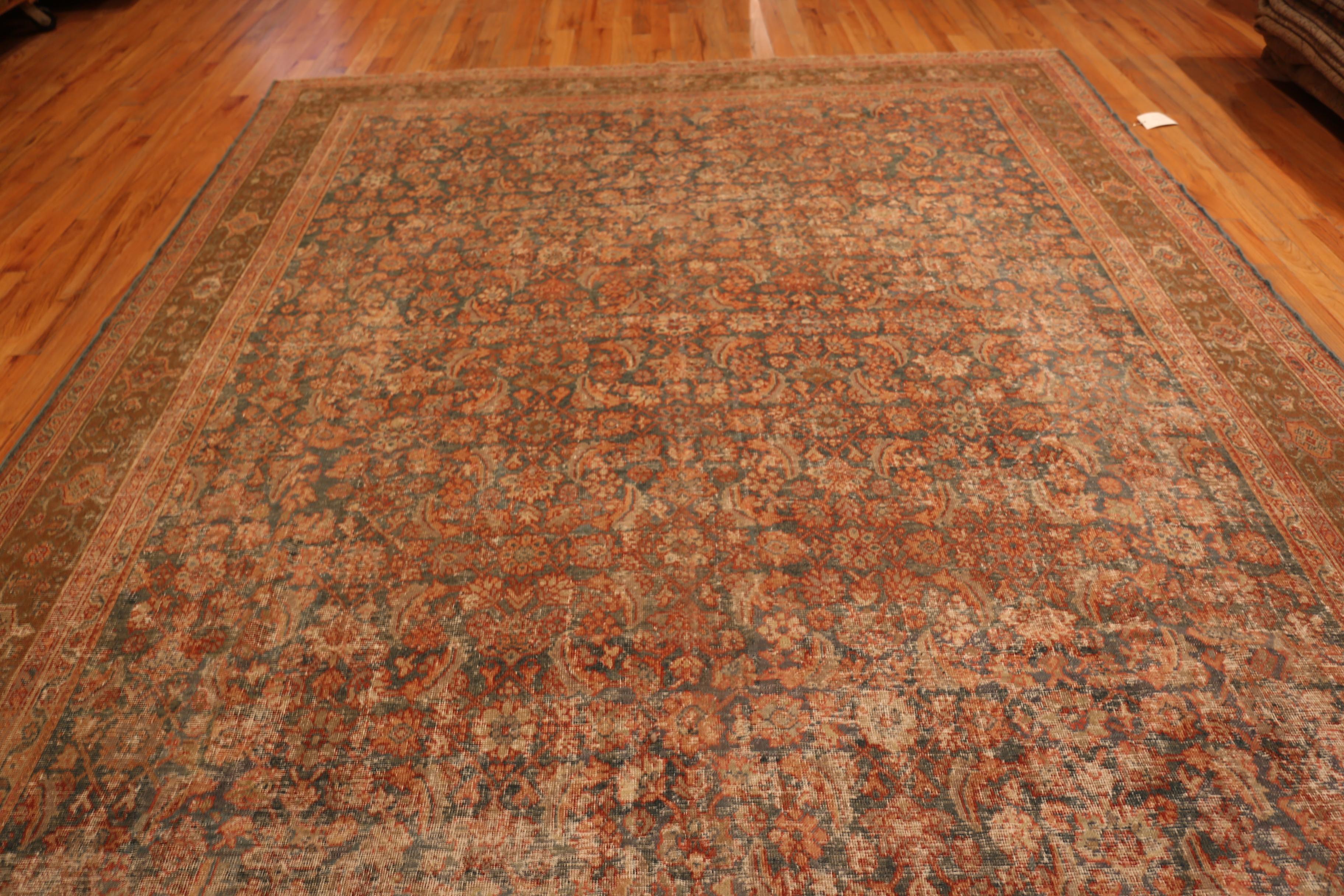 Nazmiyal Collection Rust Floral Antique Persian Mahal Rug 10' 3