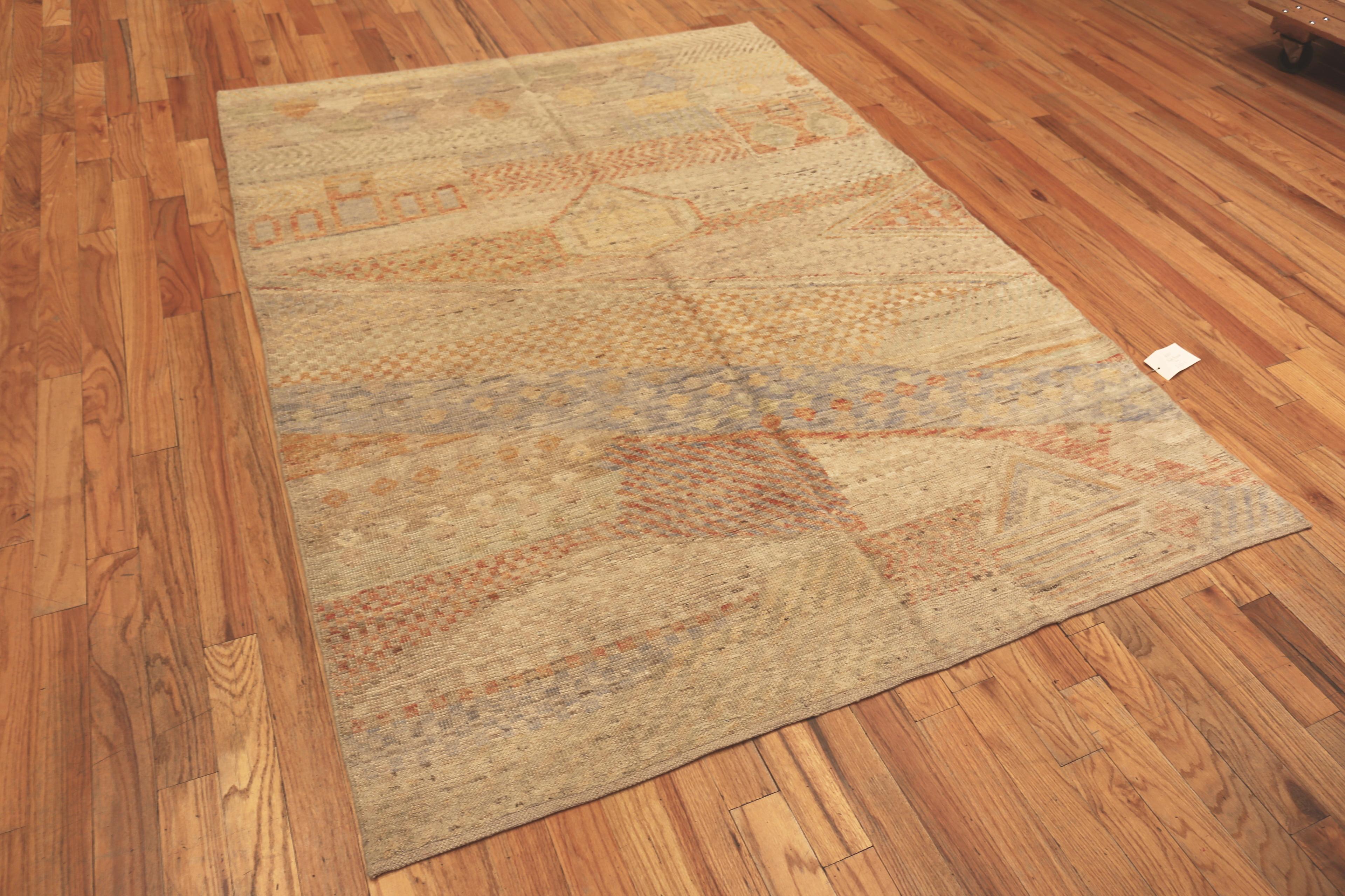 Rust Tones Modern Moroccan Rug, Country of Origin: Afghanistan. Circa date: Modern. Size: 5 ft 9 in x 7 ft 9 in (1.75 m x 2.36 m)
