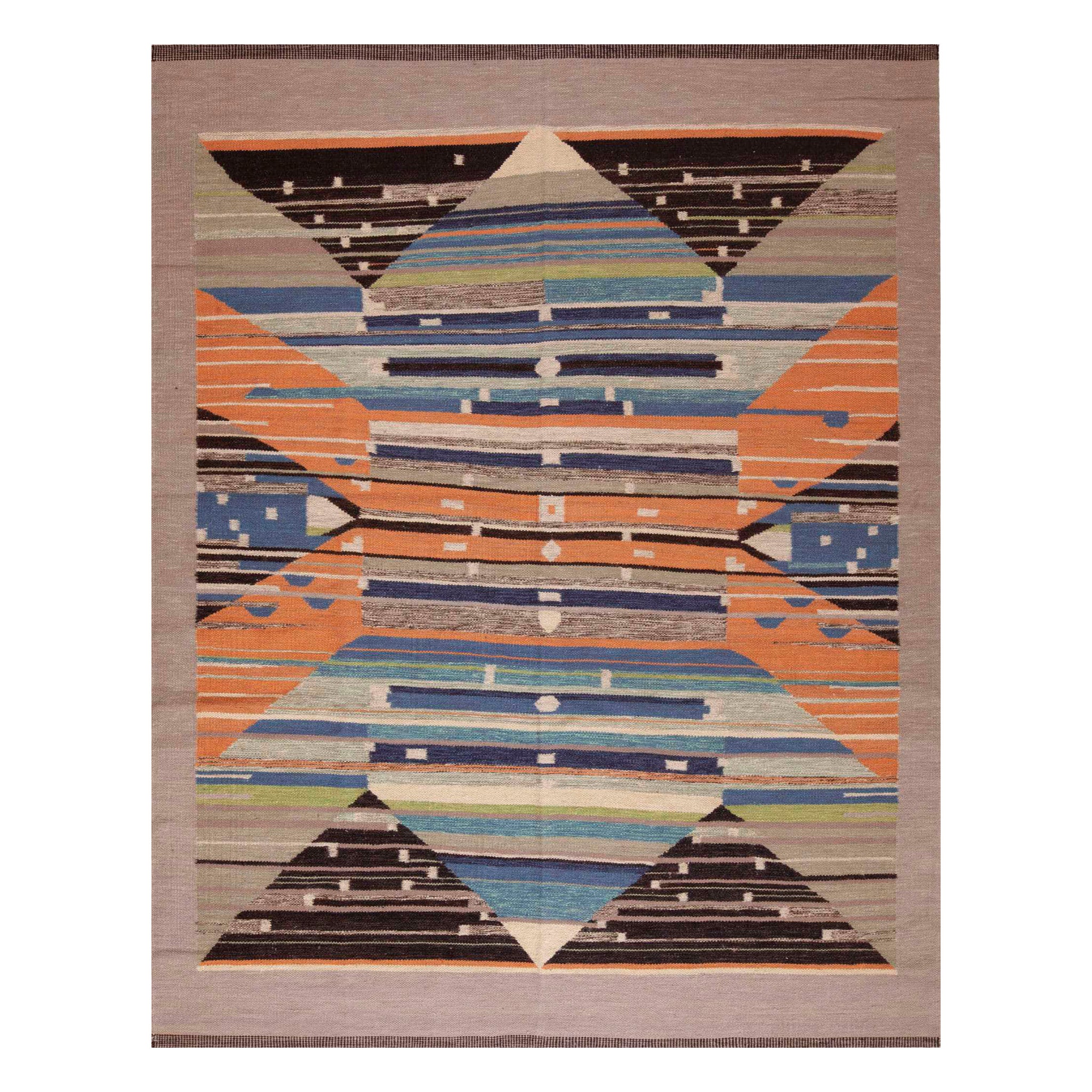 Nazmiyal Collection Rustikaler Geometrischer Schwedisch Inspirierter Moderner Kilim Teppich 8' x 10'