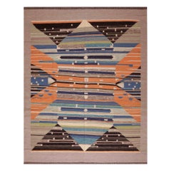Collection Nazmiyal Rustic Geometric Swedish Inspired Modern Kilim Rug 8' x 10' (tapis Kilim rustique et géométrique d'inspiration suédoise)