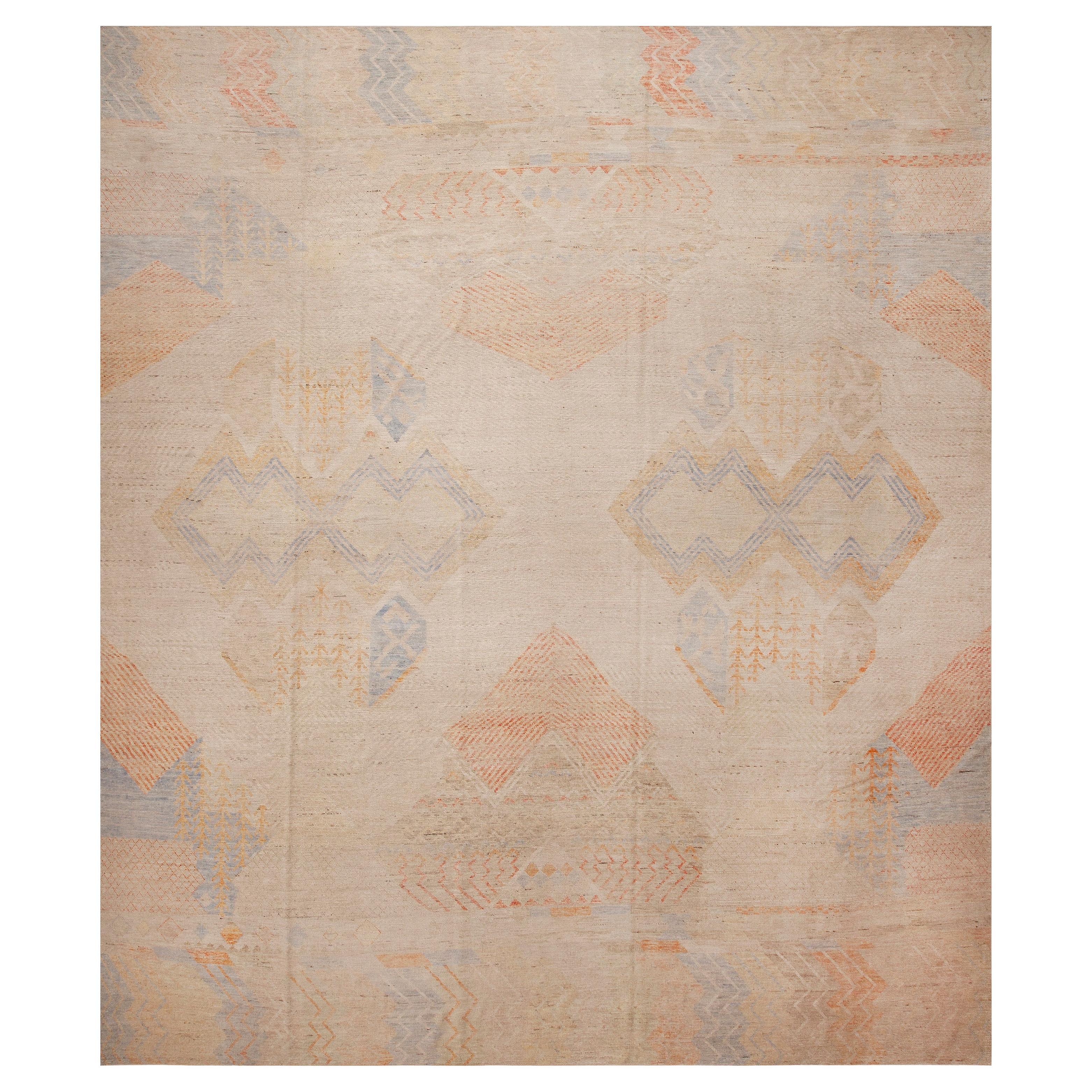 Collection Nazmiyal collection Rustic Tribal Geometric Design Modern Area Rug 14' x 16'2" en vente