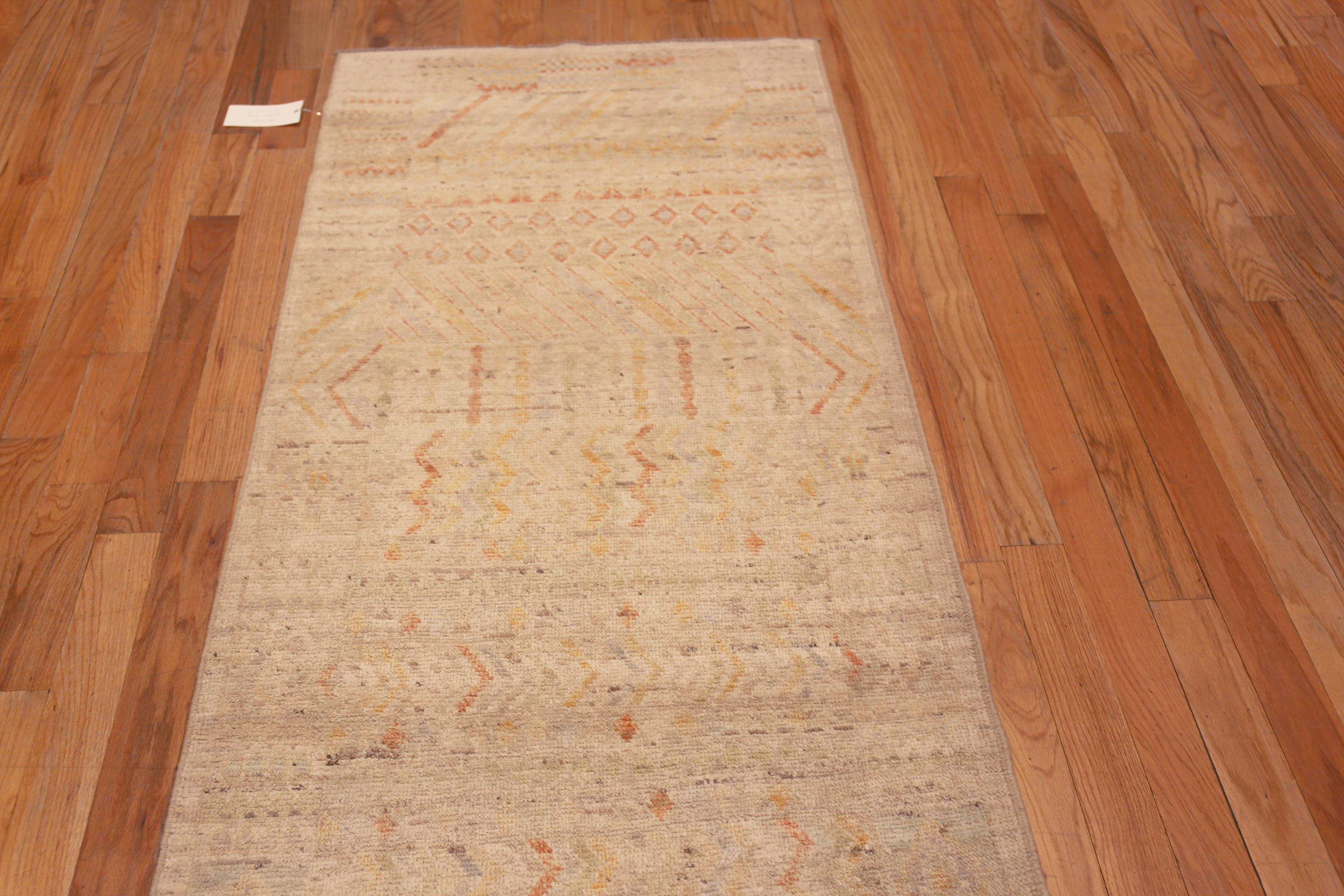 Central Asian Nazmiyal Collection Rustic Tribal Geometric Design Modern Runner Rug 3' x 9'10