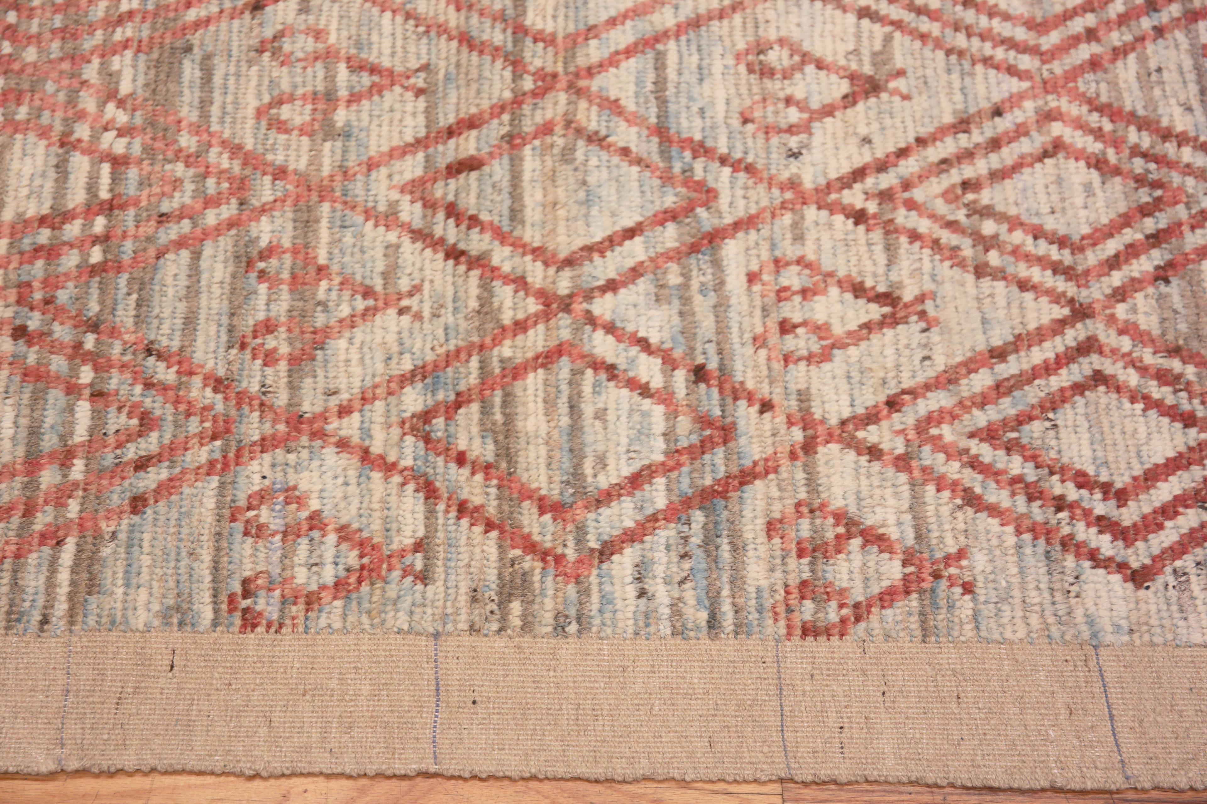Hand-Knotted Nazmiyal Collection Rustic Tribal Geometric Diamond Pattern Runner Rug 3' x 9'9