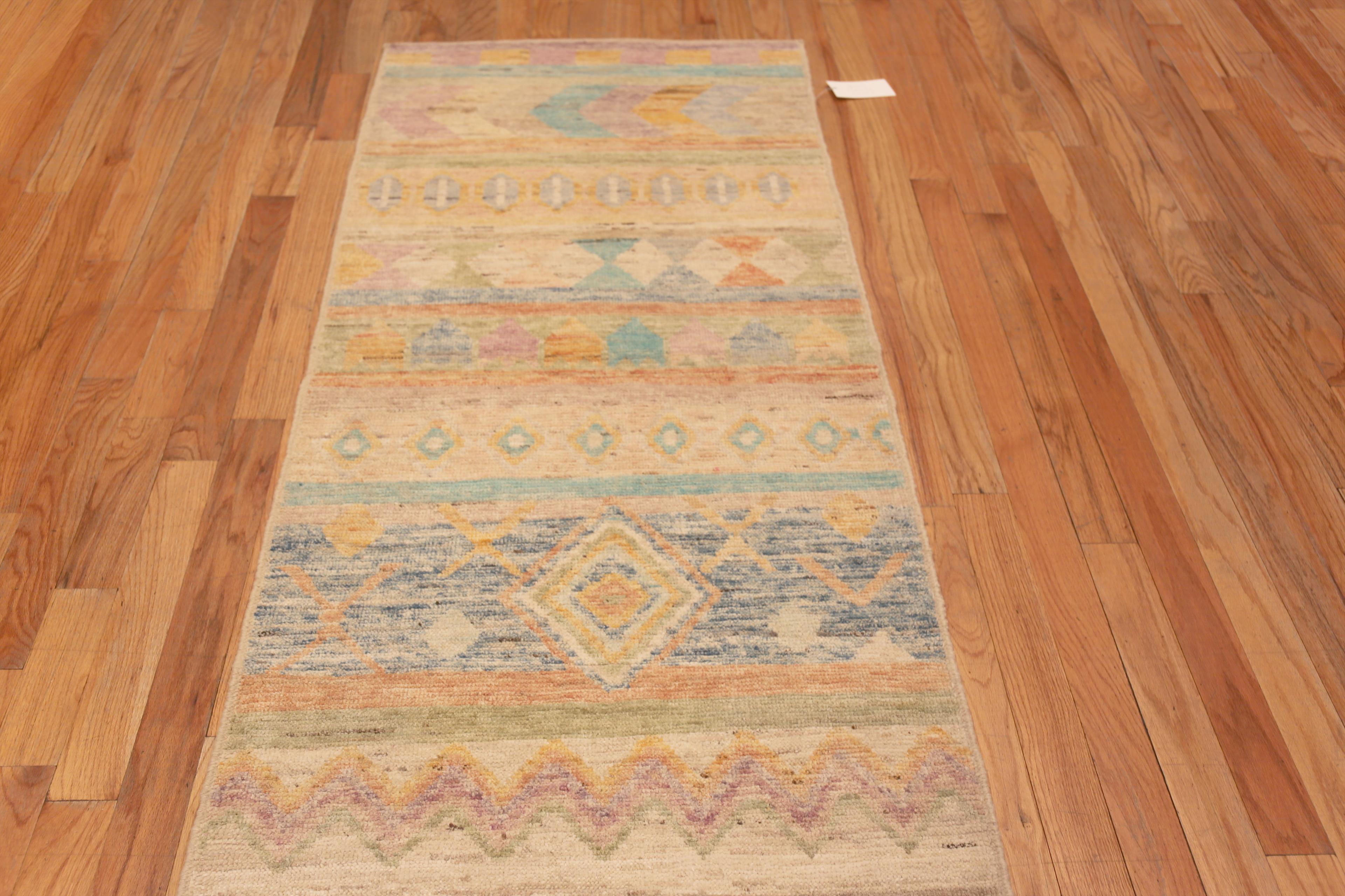 Central Asian Nazmiyal Collection Rustic Tribal Geometric Modern Runner Rug 3' x 9'10