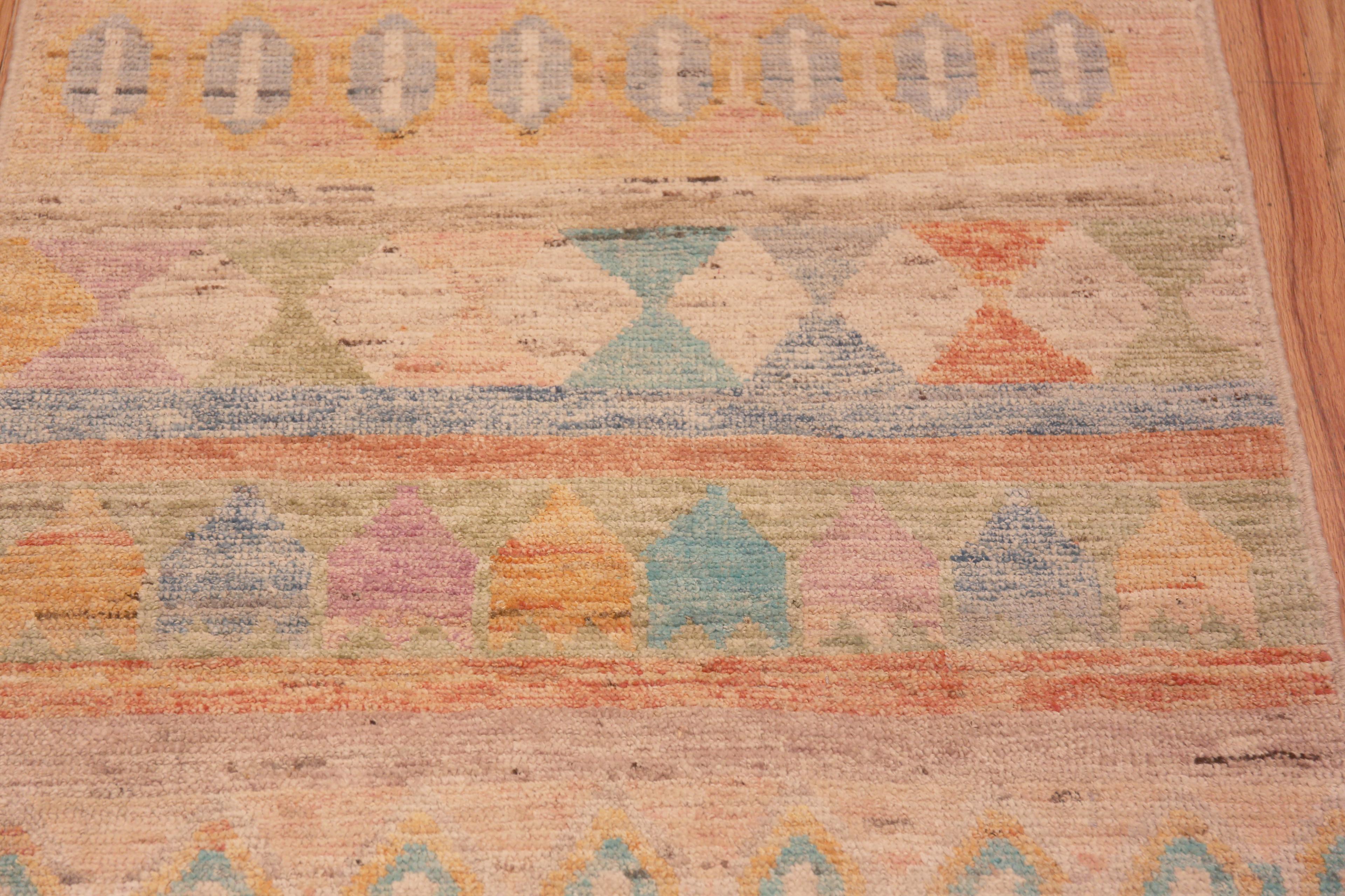 Noué à la main Collection Nazmiyal, tapis de course géométrique, tribal et rustique, 3' x 9'10