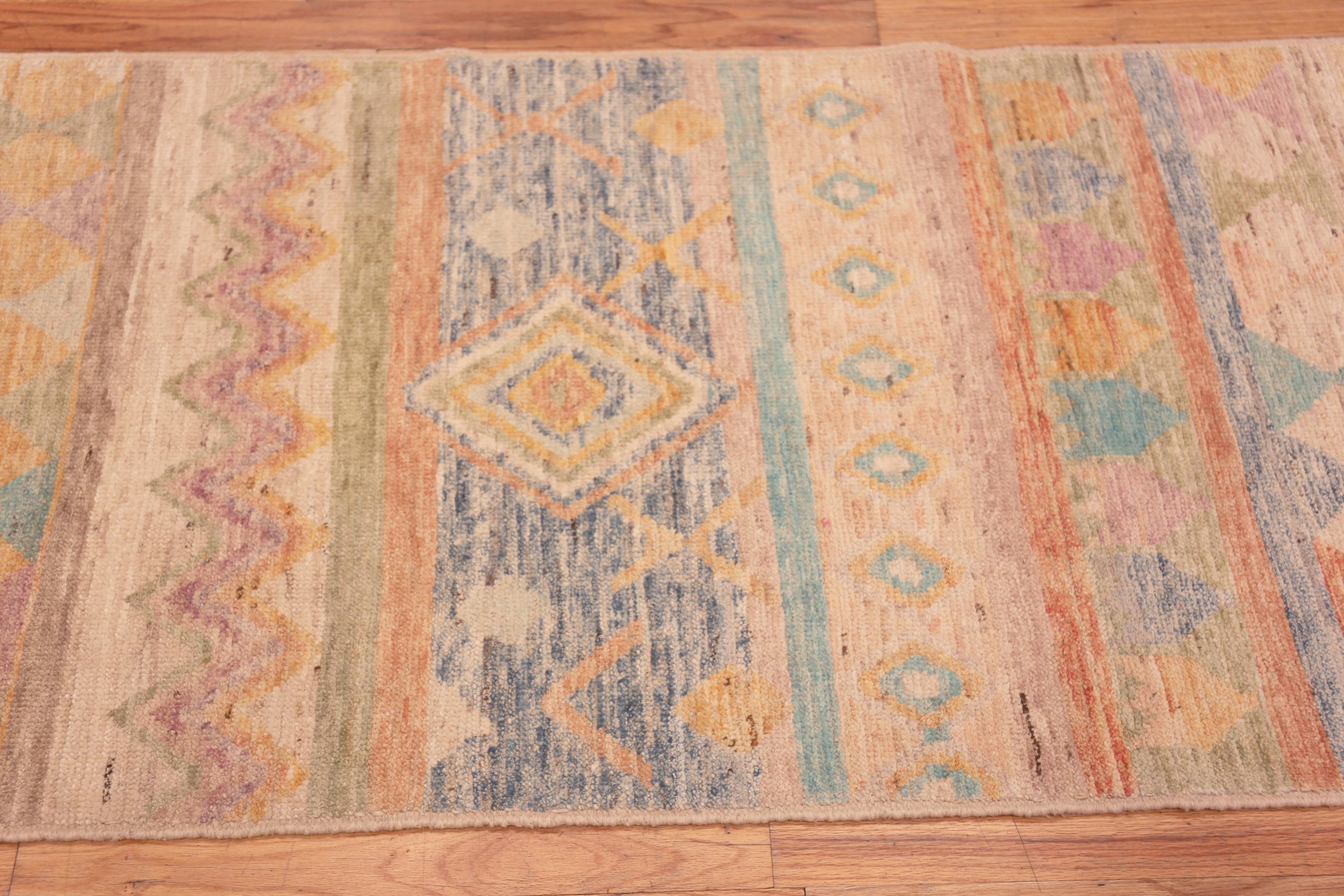 Contemporary Nazmiyal Collection Rustic Tribal Geometric Modern Runner Rug 3' x 9'10