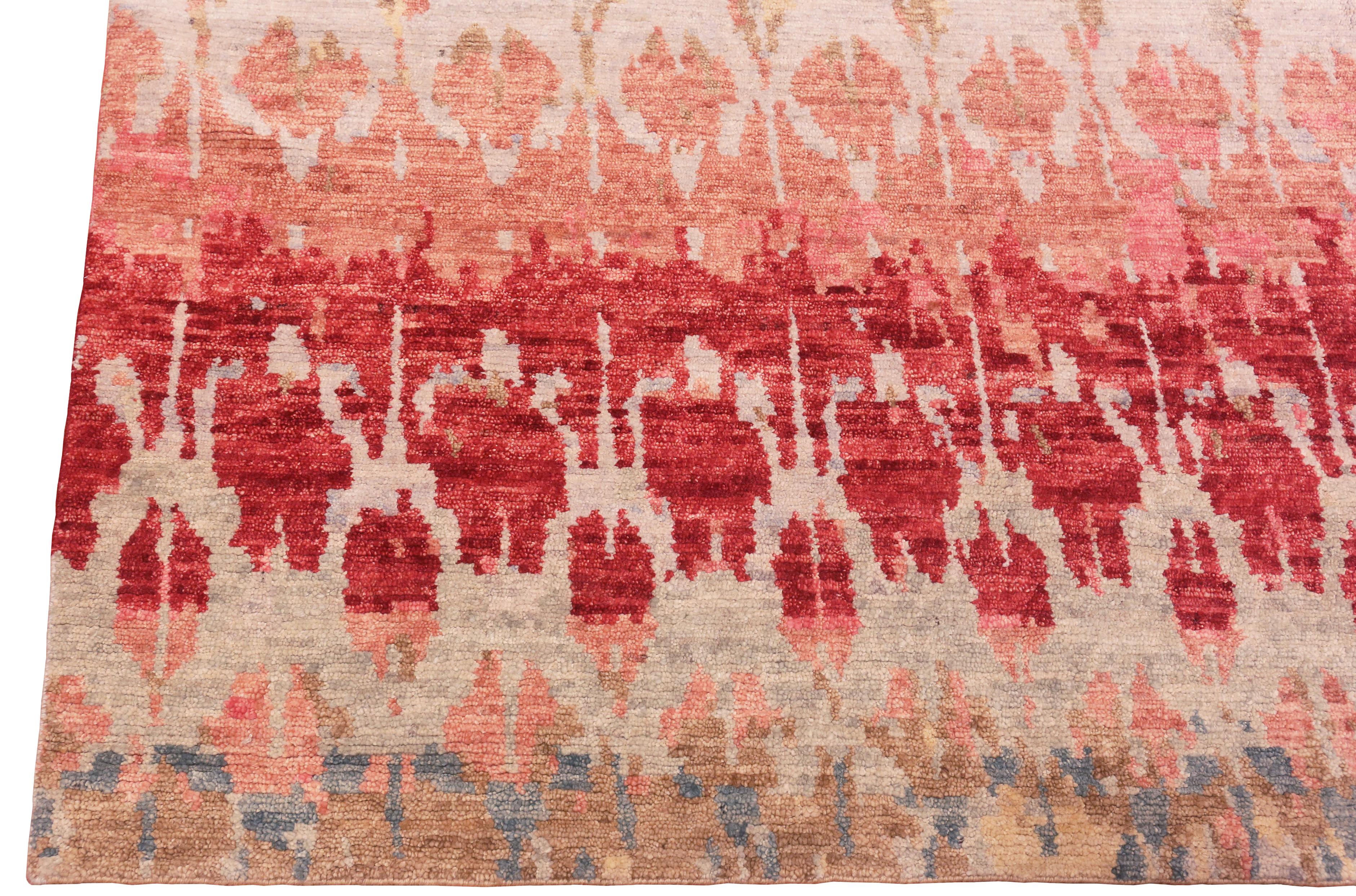 Contemporary Nazmiyal Collection Salmon Color Modern Boutique Area Rug. 8 ft x 10 ft