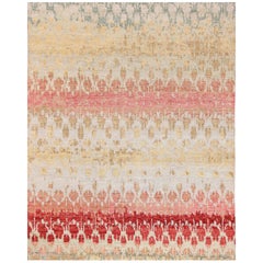 Nazmiyal Collection Salmon Color Modern Boutique Area Rug. 8 ft x 10 ft 