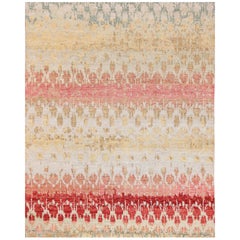 Nazmiyal Collection Salmon Color Modern Boutique Area Rug. 8 ft x 10 ft