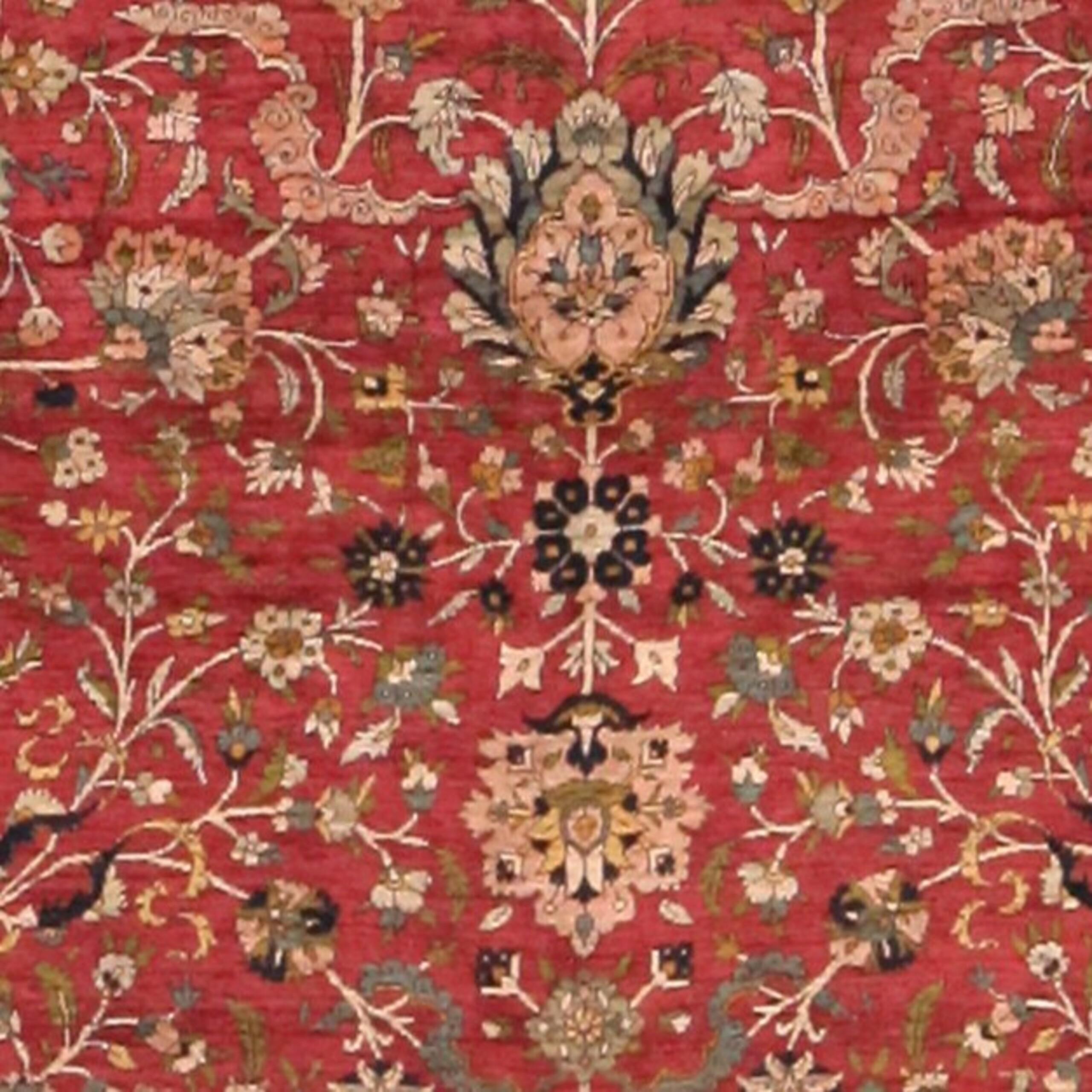 Extremely Fine And Intricate Silk Antique Indian Mughal Area Rug, Country Of Origin: India, Circa Date: 18th Century. Size: 4 ft 1 in x 6 ft 2 in (1.24 m x 1.88 m)