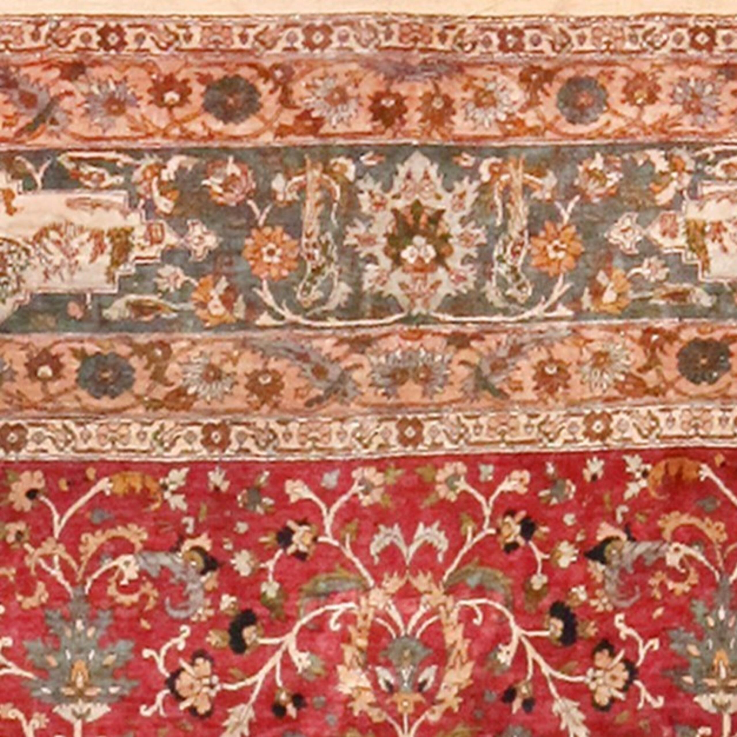 Silk Antique Indian Mughal Rug. 4 ft 1 in x 6 ft 2 in For Sale 2