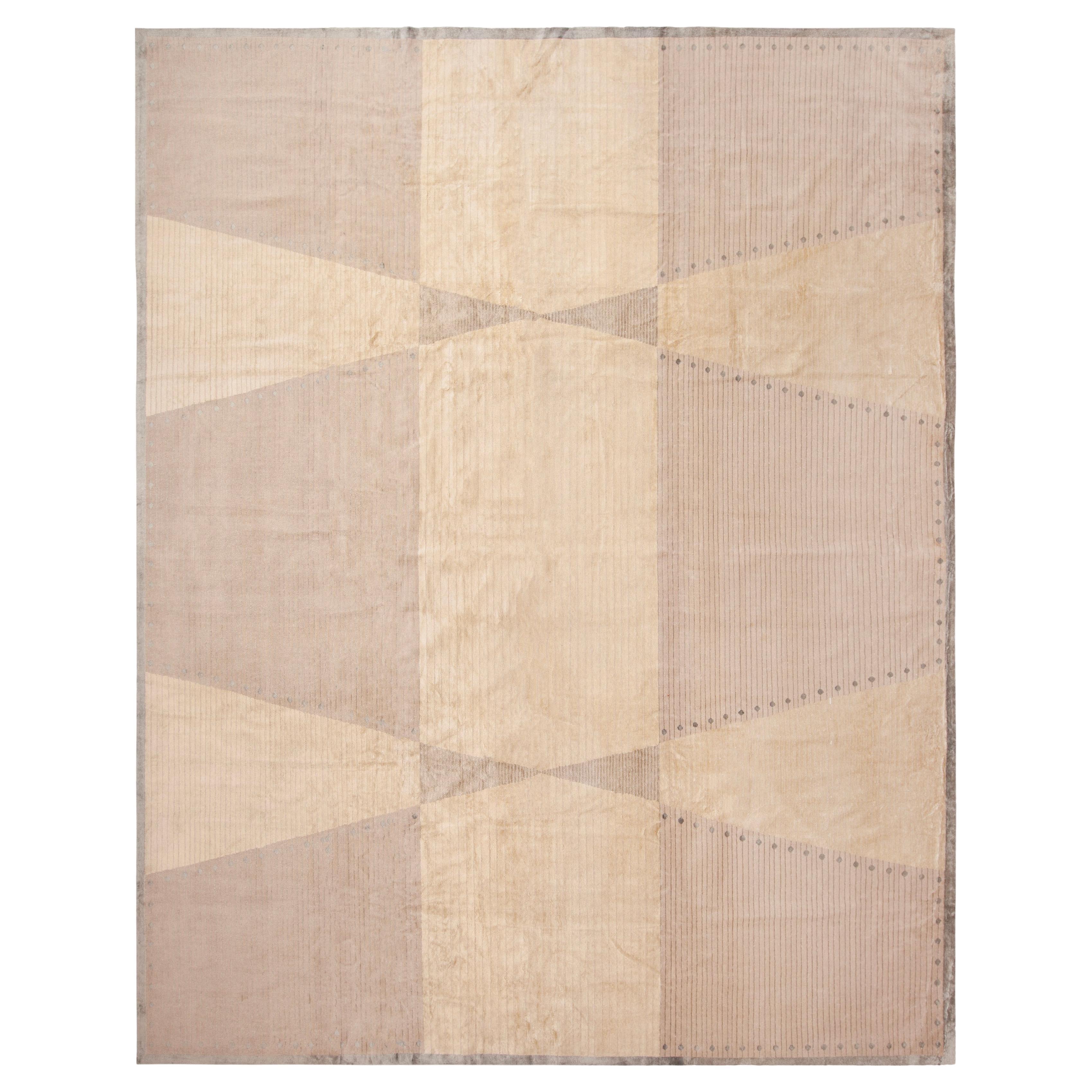 Tappeto Geometrico Moderno Contemporaneo Nazmiyal Collection in seta e lana 11' x 13'5" in vendita