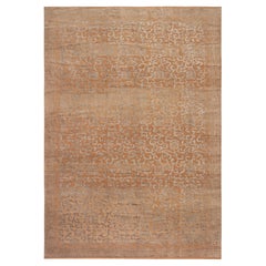 Nazmiyal Collection Silk & Wool Rust Tones Modern Botanical Pattern Rug