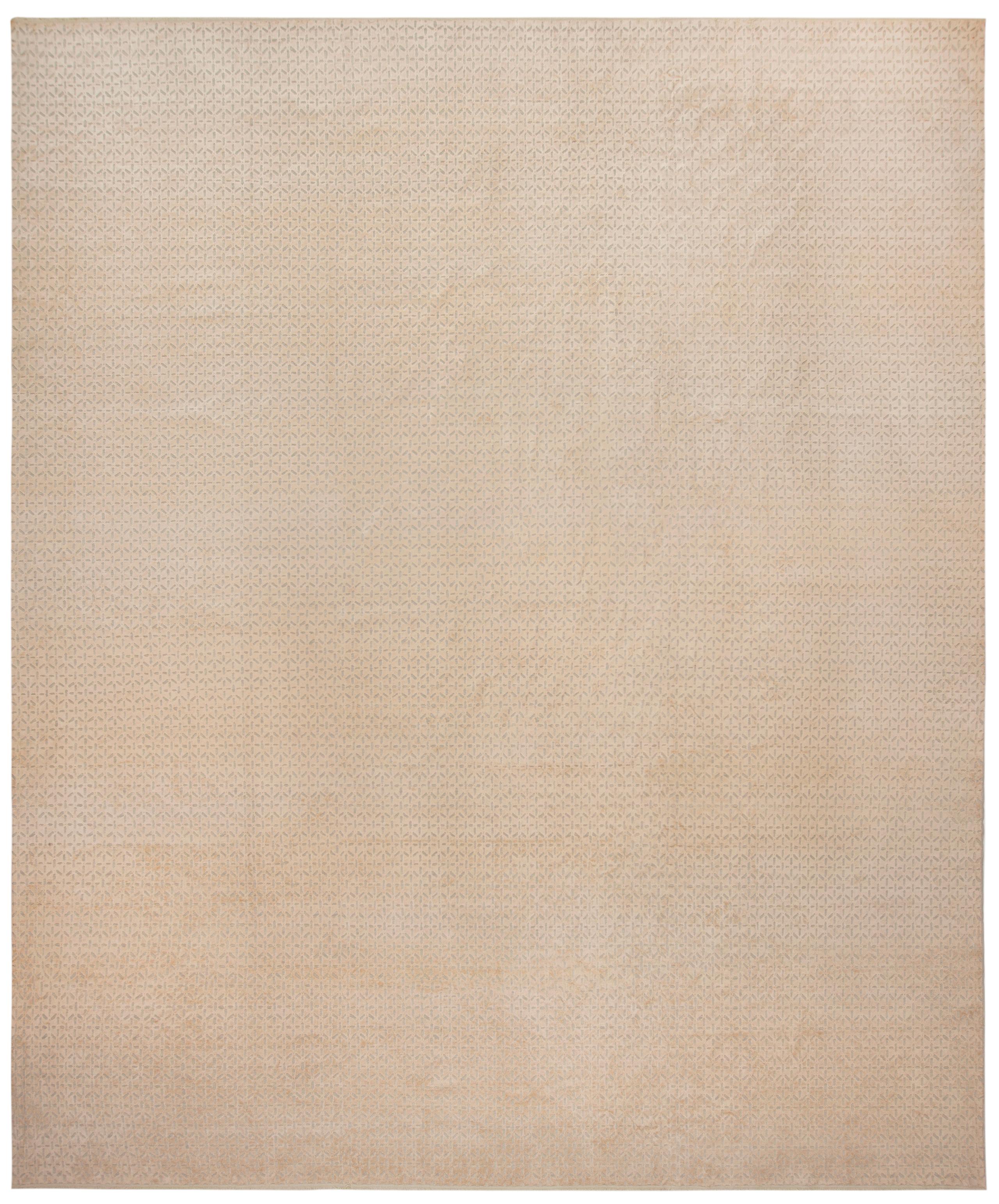 Nazmiyal Kollektion Moderner Teppich aus Seide und Wolle in Subtle Tones 12'5