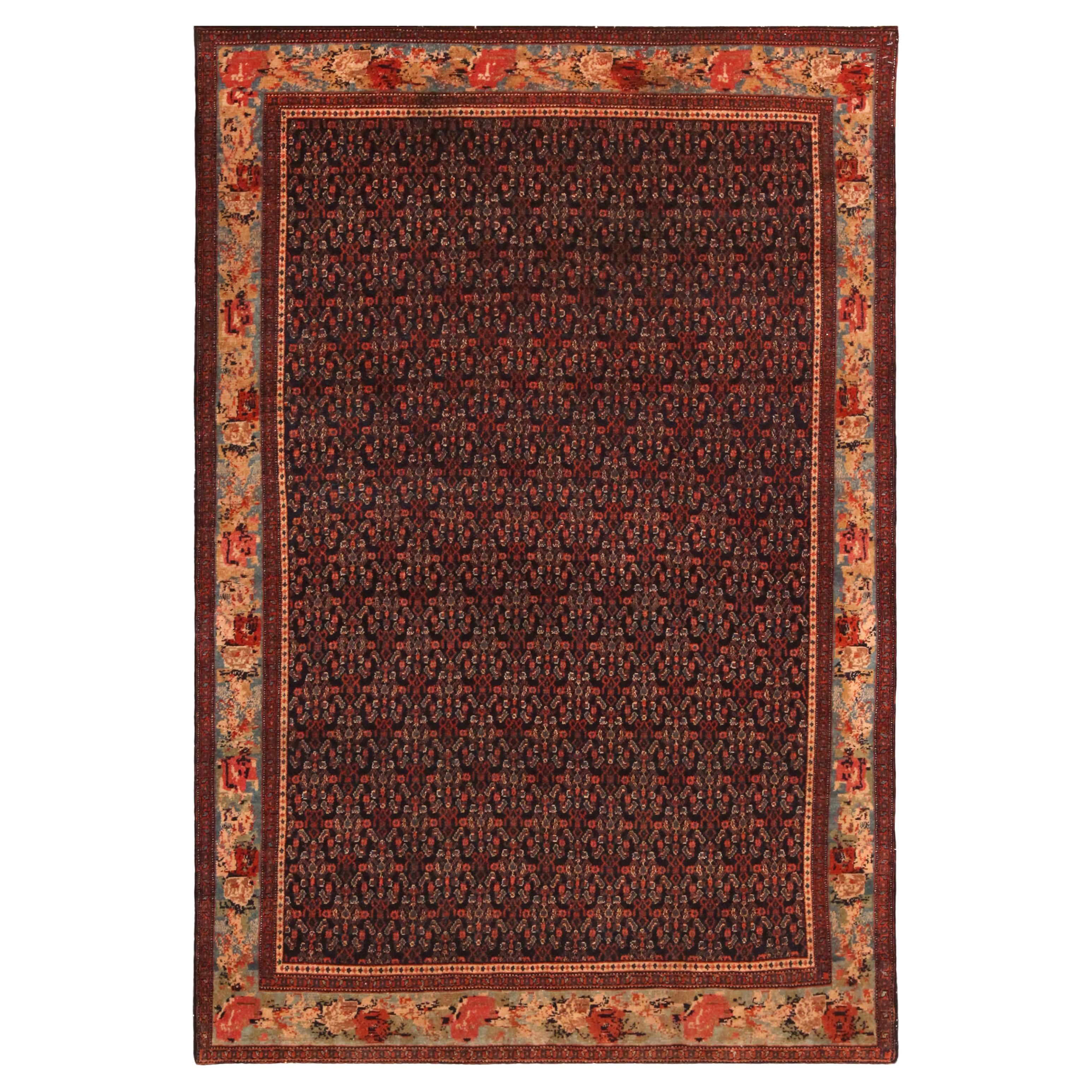 Nazmiyal Collection Klein Blau Herati Senneh Teppich 4 ft 6 in x 6 ft 7 in