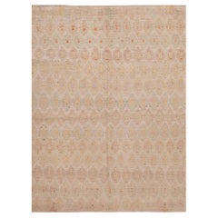 Collection Nazmiyal, petit tapis tribal de couleur crème claire, 4'10" x 6'5"