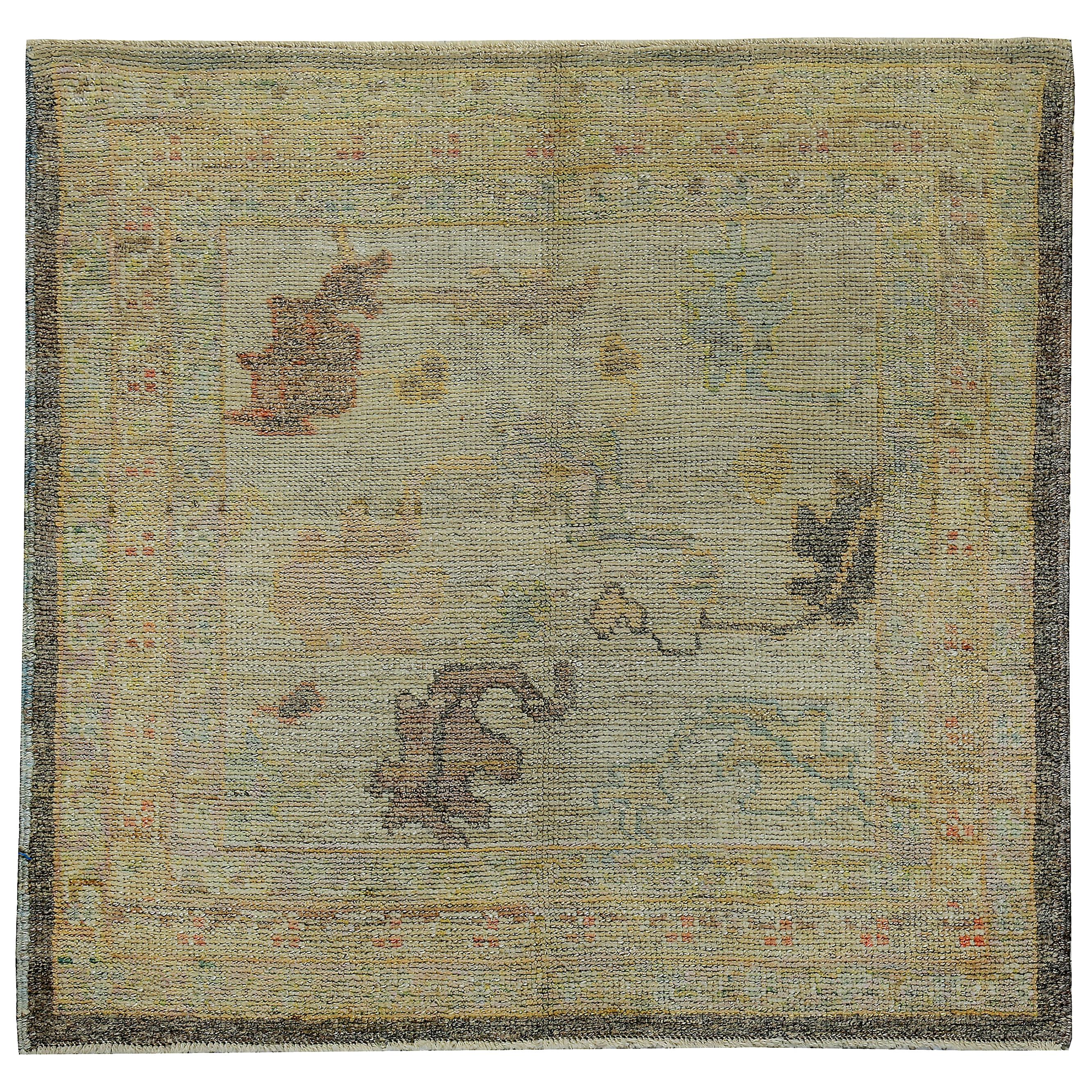 Nazmiyal Collection Small Modern Turkish Oushak Rug 5 ft 4 in x 6 ft 7 in