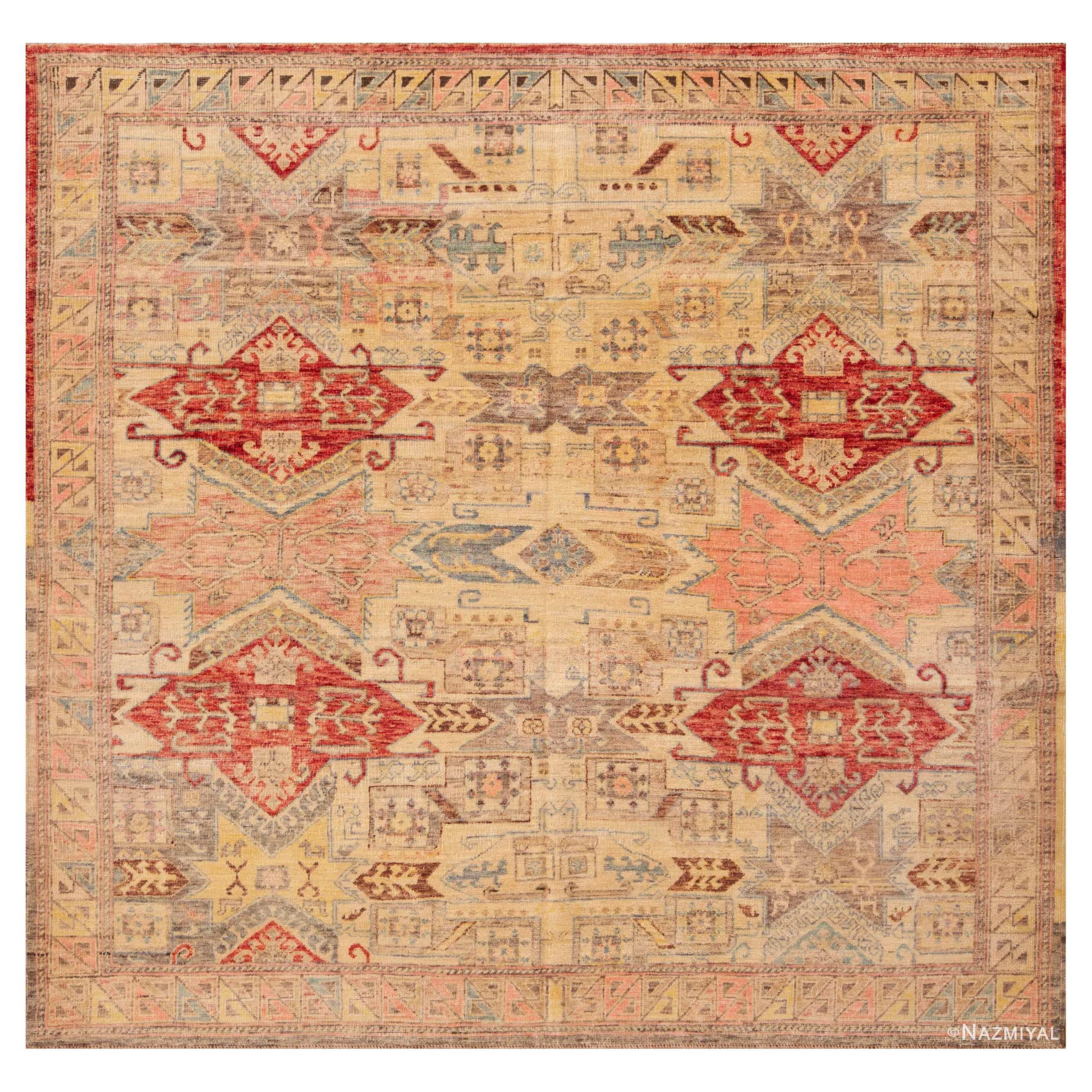 Nazmiyal Collection Small Square Size Tribal Modern Area Rug 6'6" x 6'9" For Sale