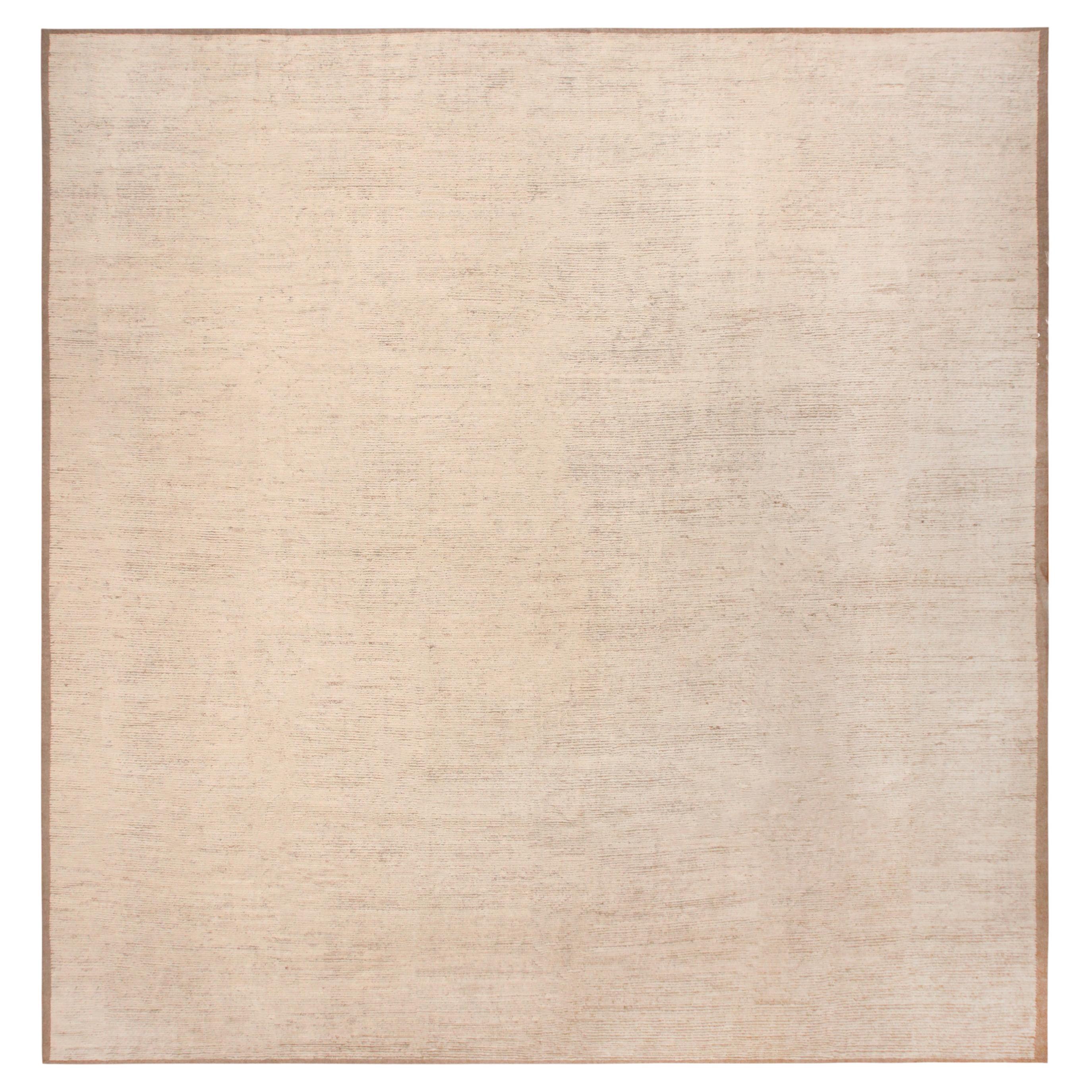 Nazmiyal Collection Soft Beige Large Modern Minimalist Rug 16'6" x 16'9" For Sale