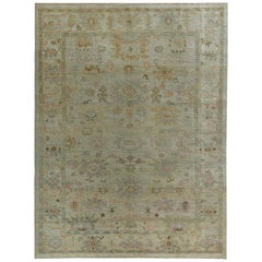 Nazmiyal Collection Soft Green Modern Turkish Oushak Rug 10 ft 3 in x 13 ft 6 in