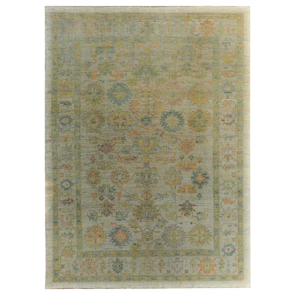10.2x15 Ft One-of-a-Kind Fine Vintage Hereke Wool Rug in Soft Beige and ...