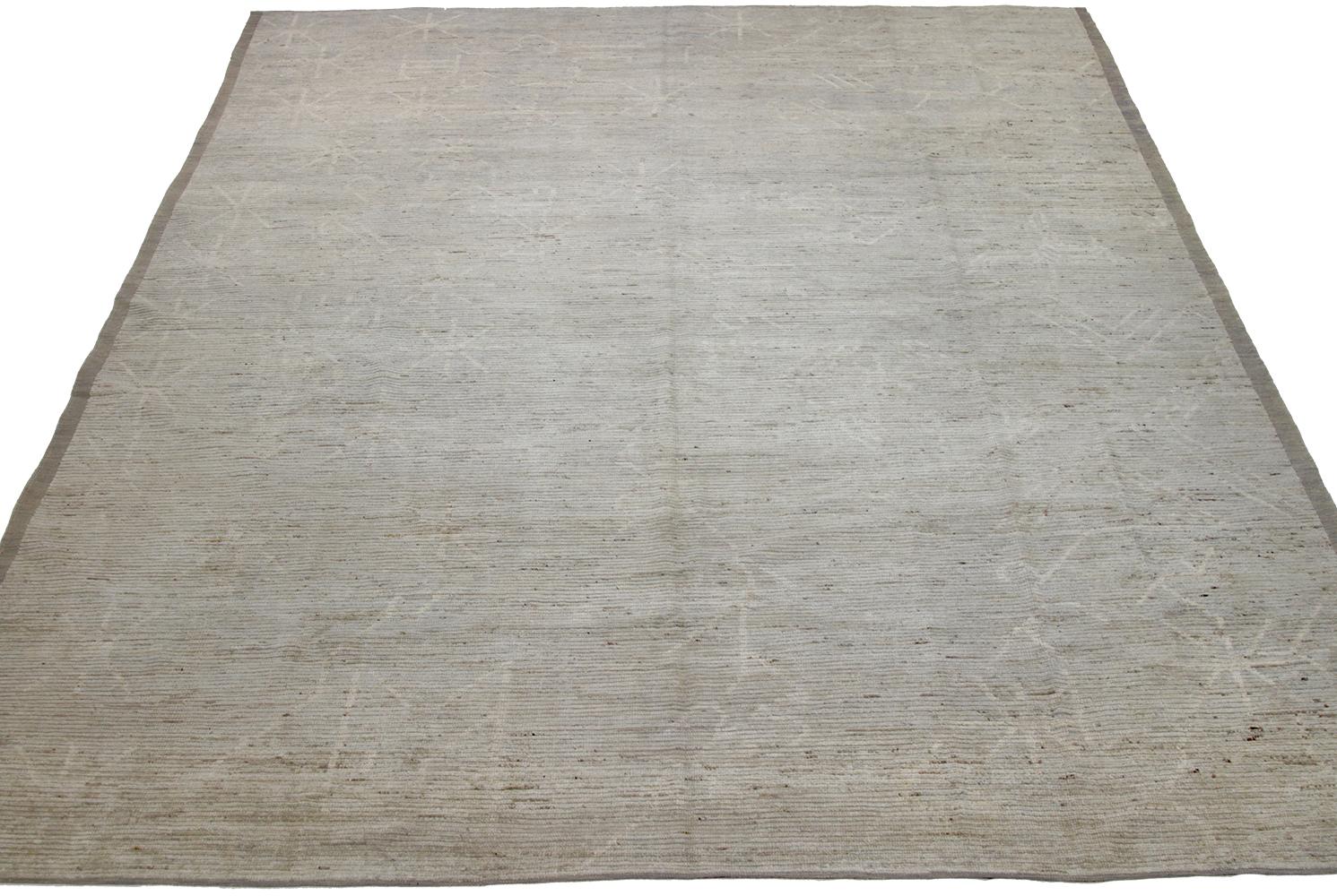 Afghan Nazmiyal Collection Soft Grey Modern Moroccan Style Rug 10 ft 2 in x 13 ft 6 in