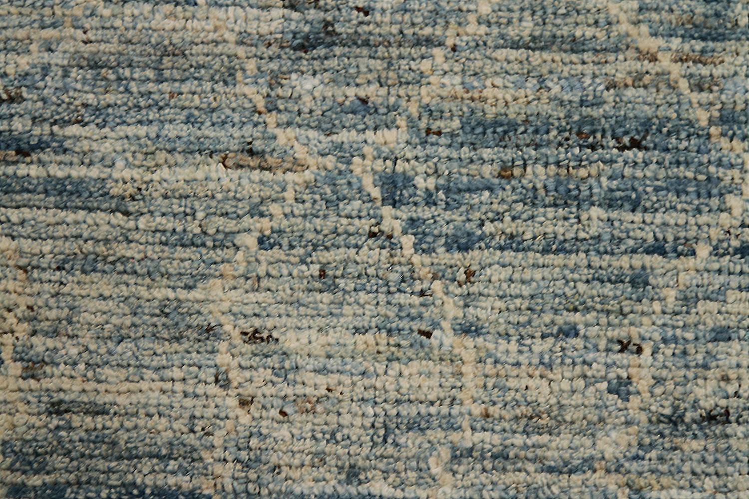 Stunning Soft Grey Blue Modern Moroccan Style Runner Rug, Country of Origin: Afghanistan, Circa Date: Modern - Size: 2 ft 9 in x 11 ft 3 in (0.84 m x 3.43 m).