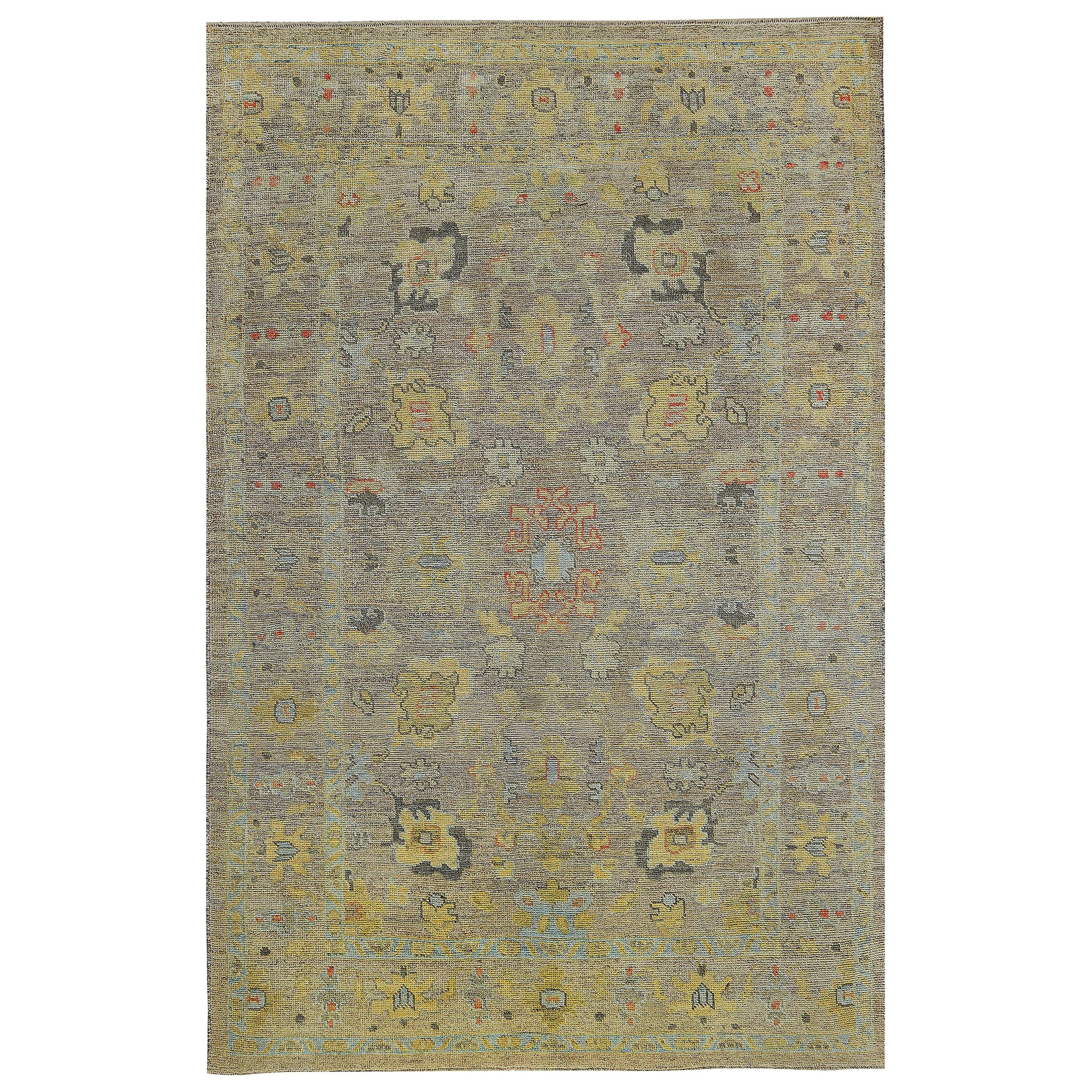 Nazmiyal Collection Soft Modern Turkish Oushak Area Rug 6 ft 8 in x 10 ft