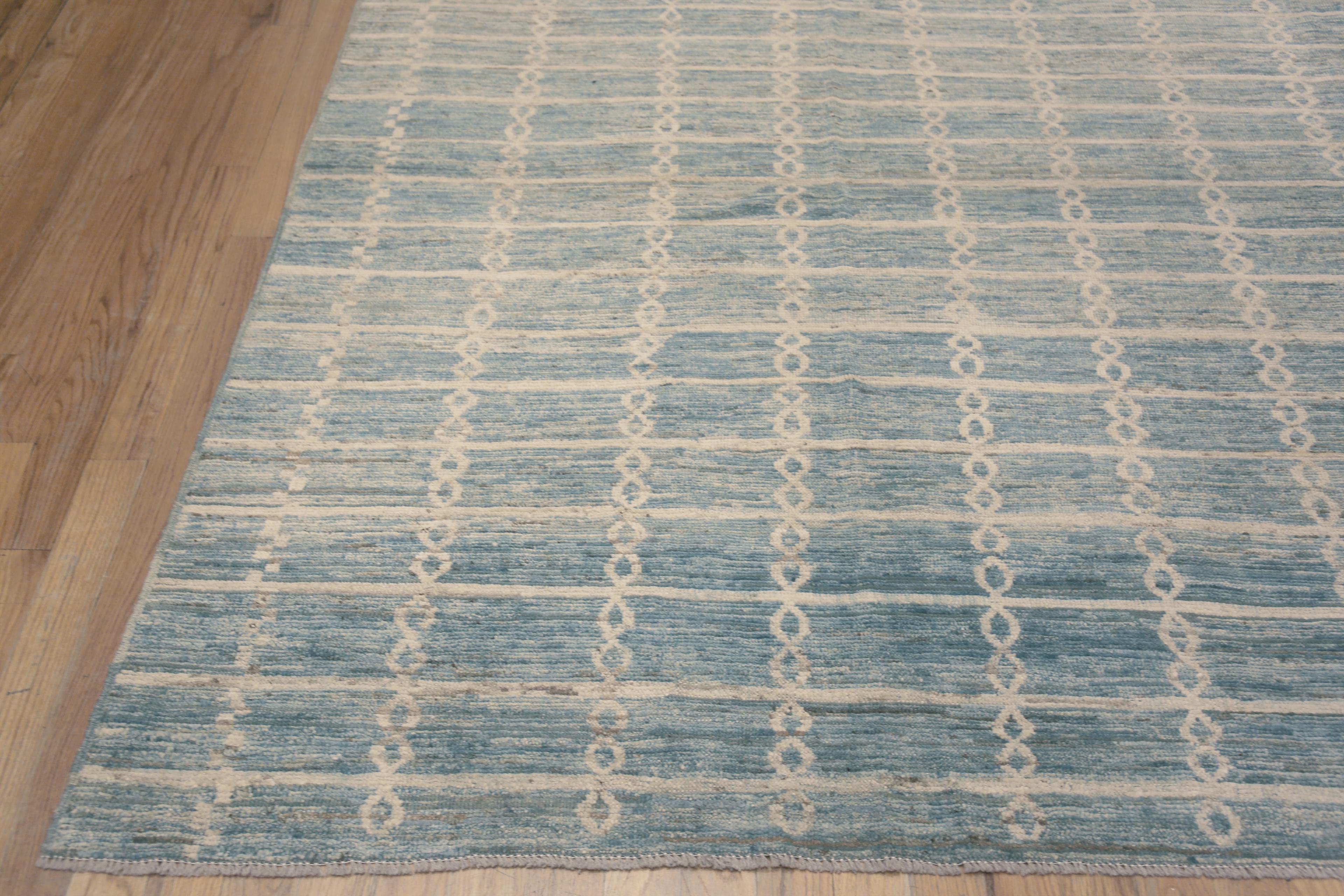 Contemporary Nazmiyal Collection Soft Wool Pile Handmade Allover Modern Rug 12'9